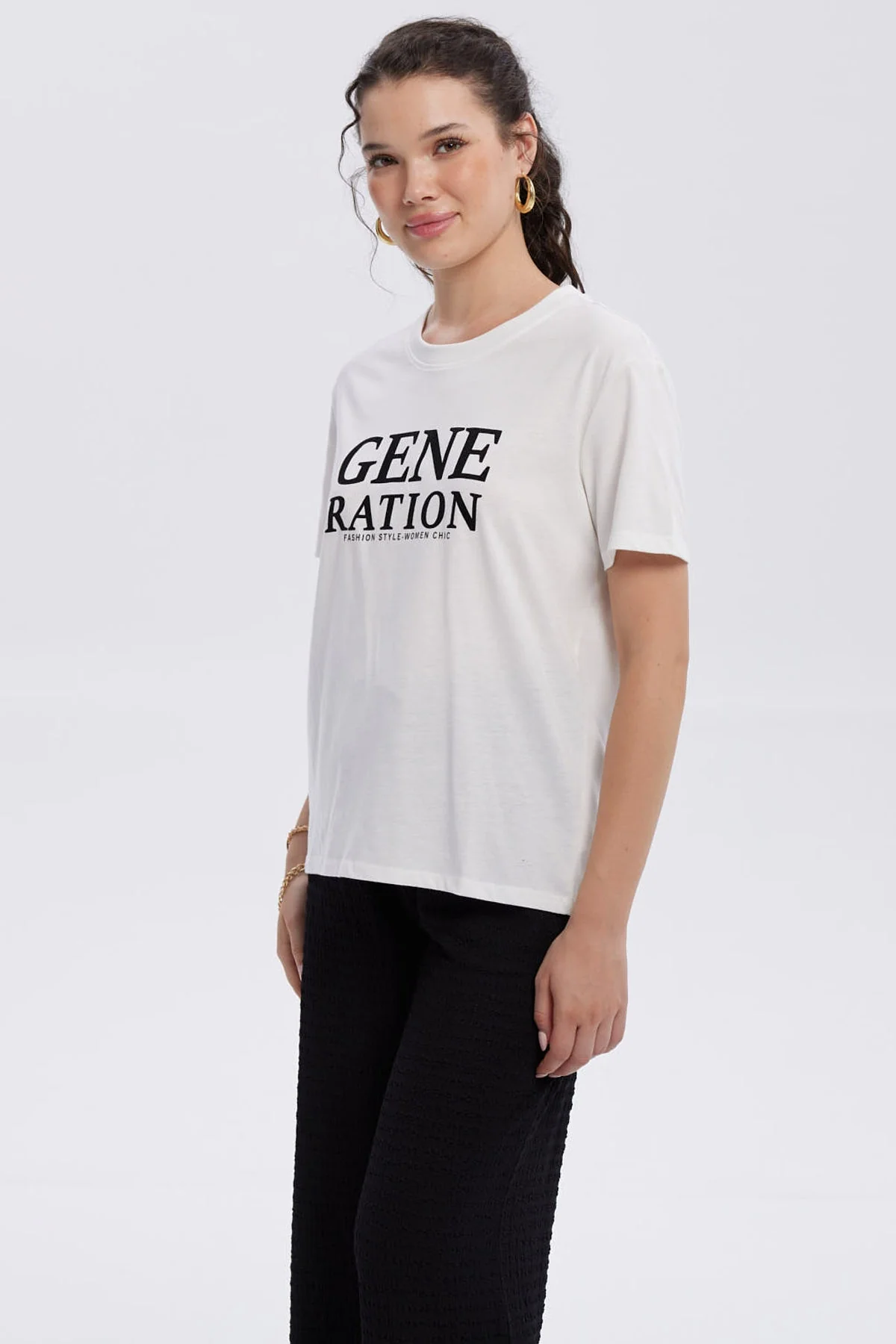 Polera Mujer Print Con Aplicación Crudo - Image 2