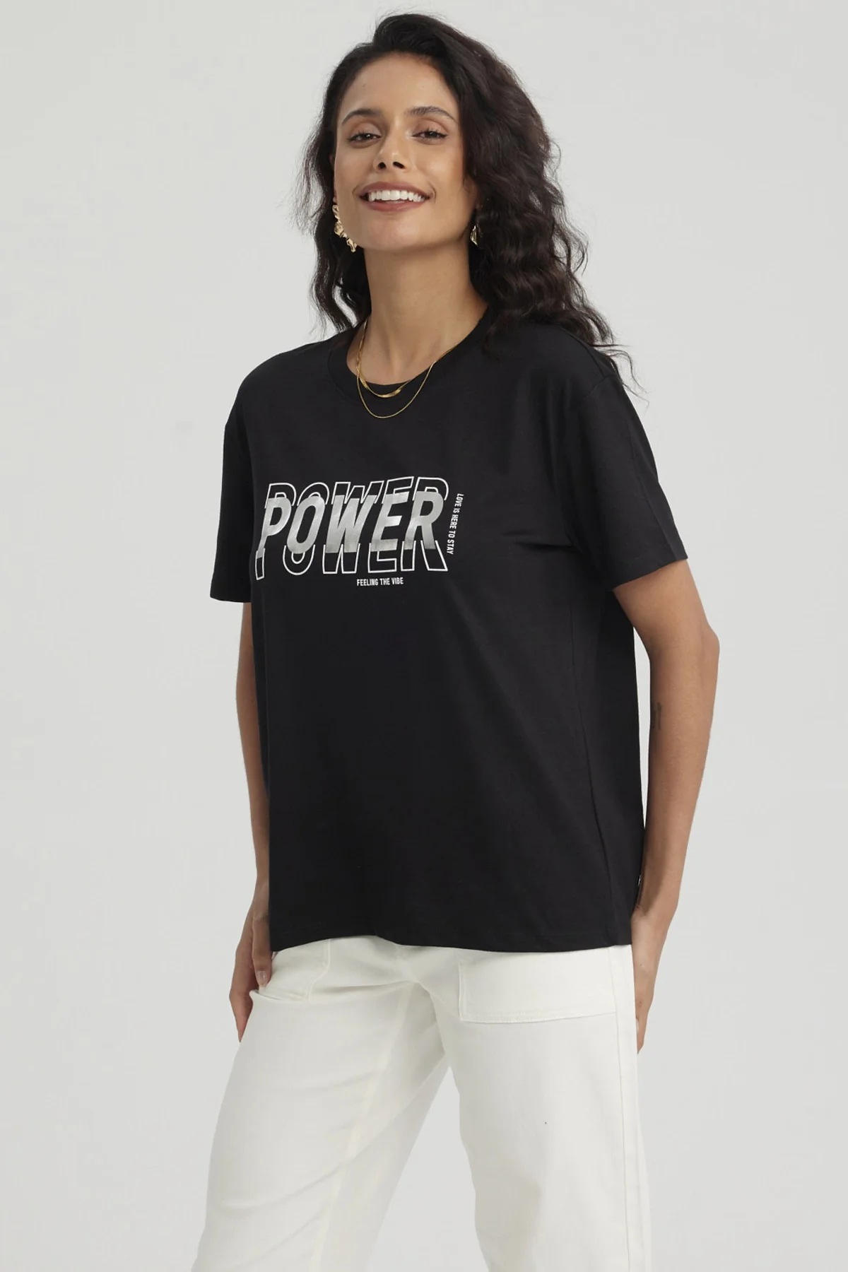 Polera Mujer Print Con Aplicación Negro - Image 2
