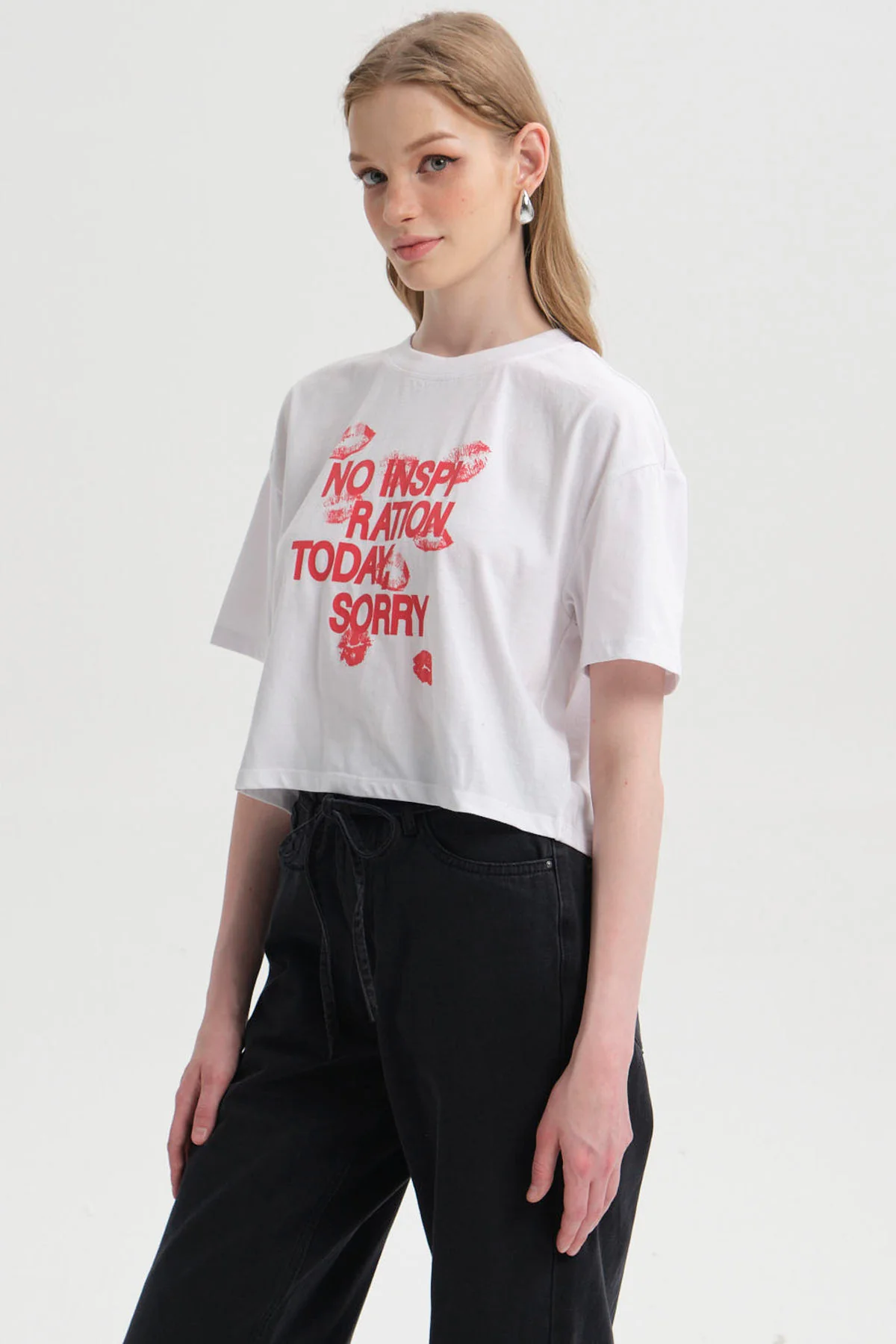 Polera Mujer Print Crop Blanco - Image 2