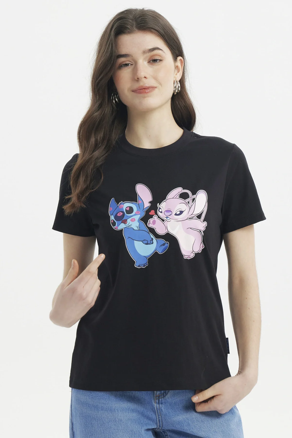Polera Mujer Print Frontal Stitch Negro