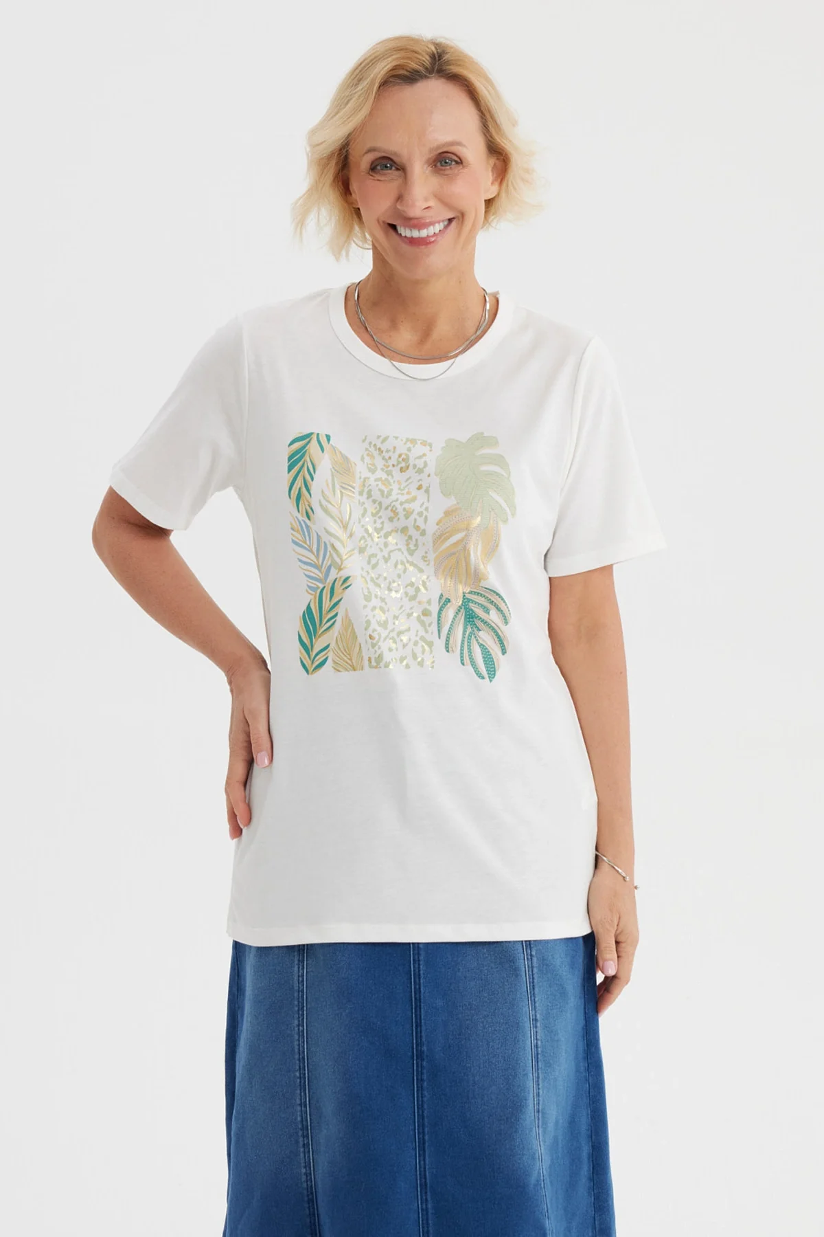 Polera Mujer Print Posicional Crudo