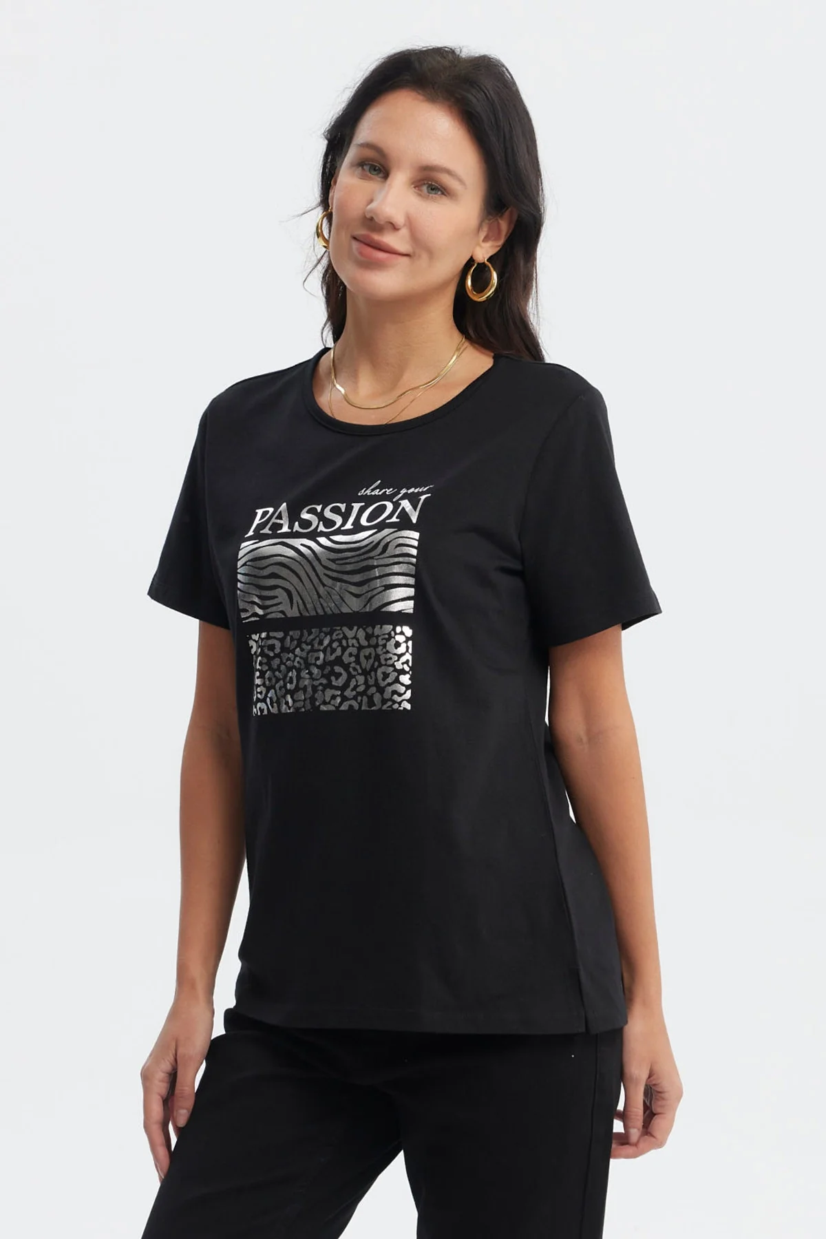Polera Mujer Print Posicional Negro - Image 2