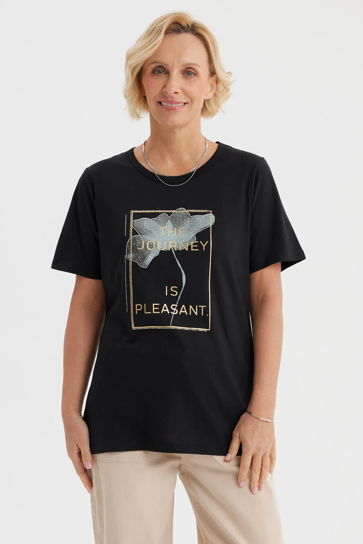 Polera Mujer Print Posicional Negro