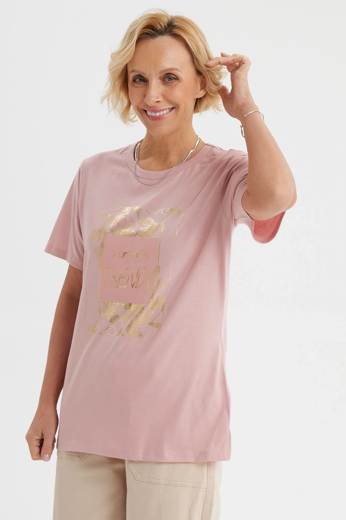 Polera Mujer Print Posicional Palo Rosa - Image 2