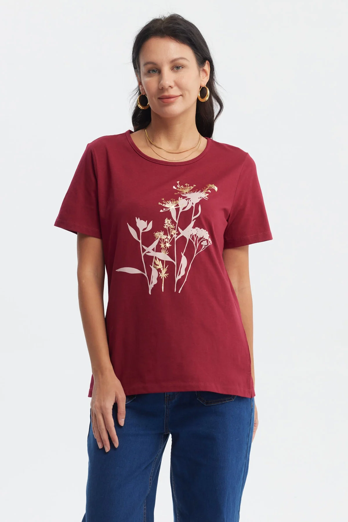 Polera Mujer Print Posicional Rojo