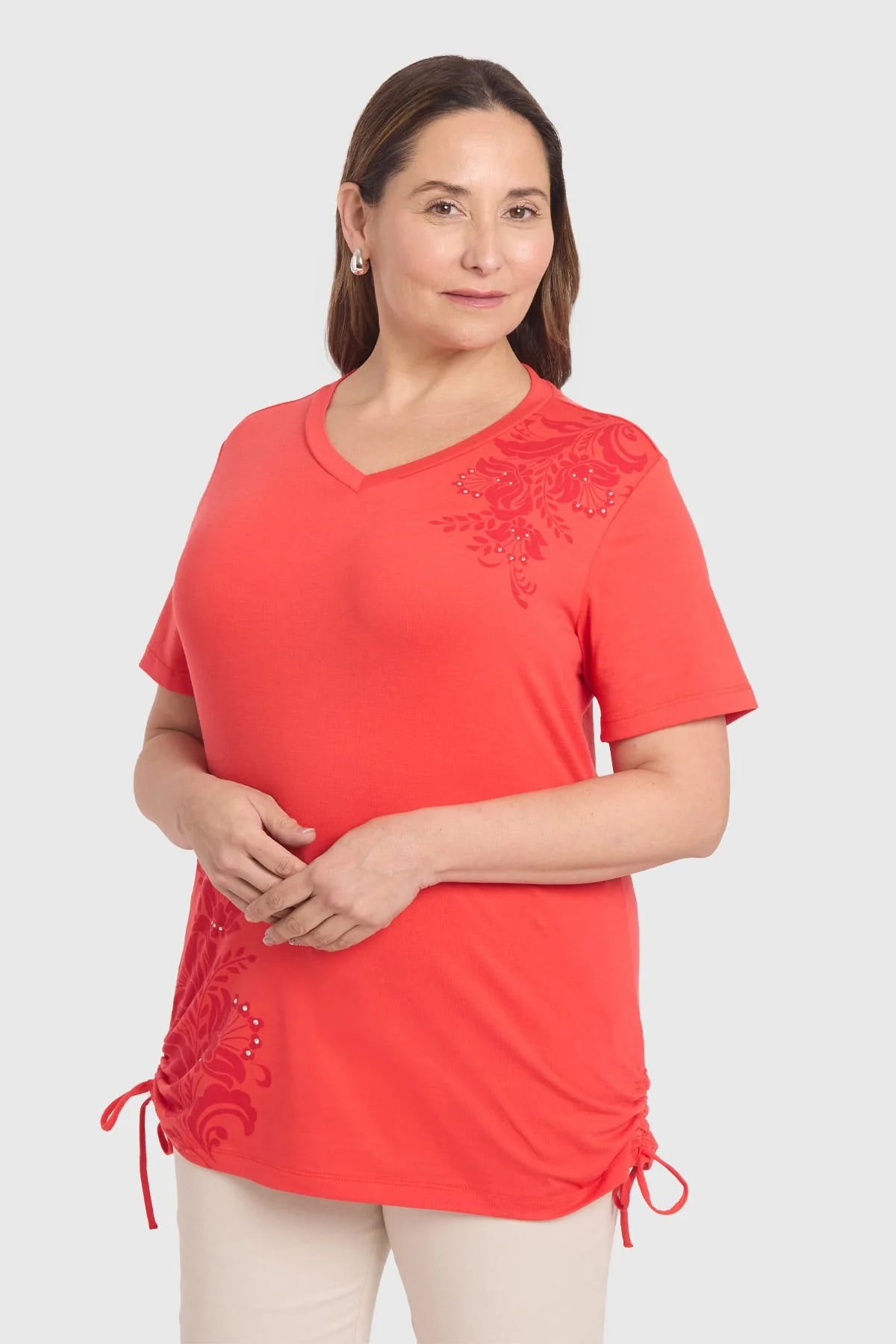 Polera Mujer Print & Strass Coral - Image 2