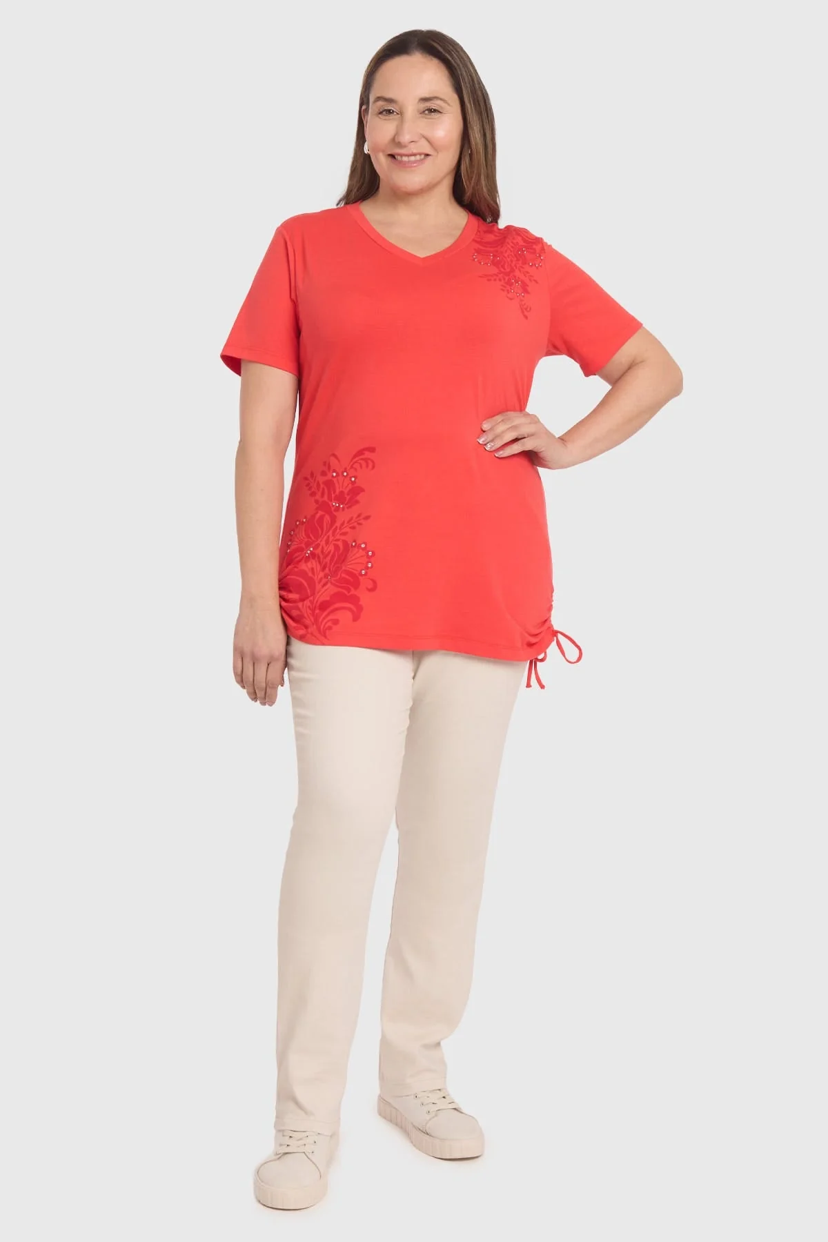 Polera Mujer Print & Strass Coral - Image 4