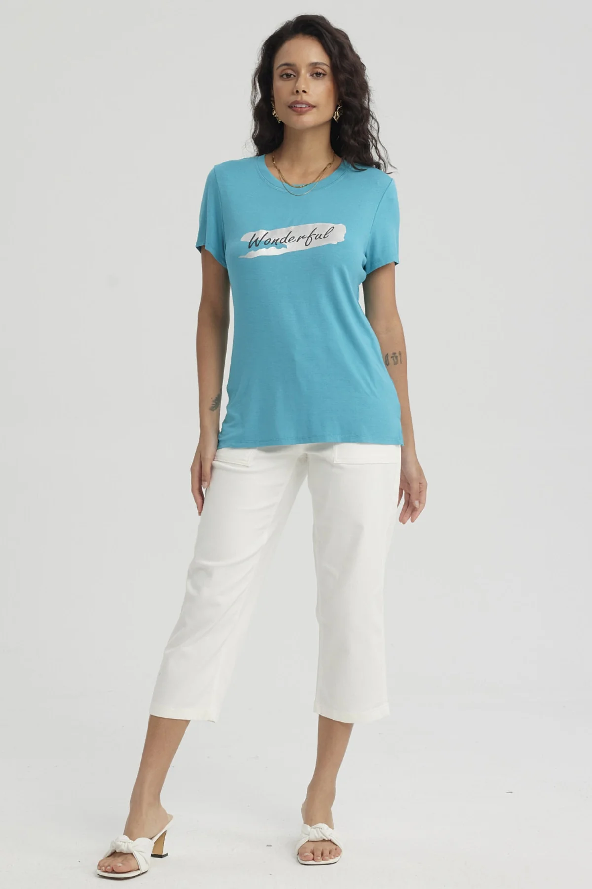 Polera Mujer Print Turquesa - Image 4