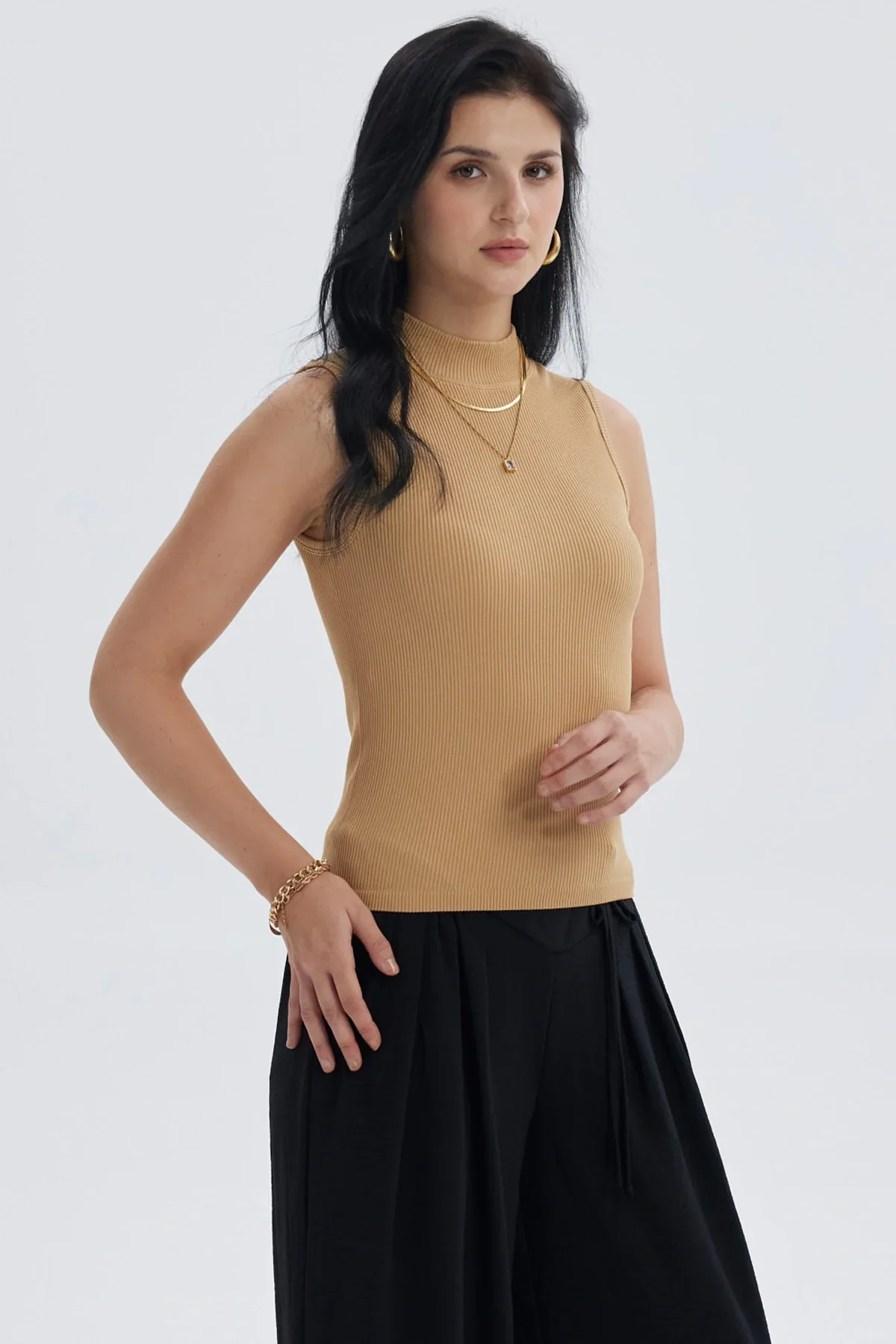 Polera Mujer Rib Camel - Image 2