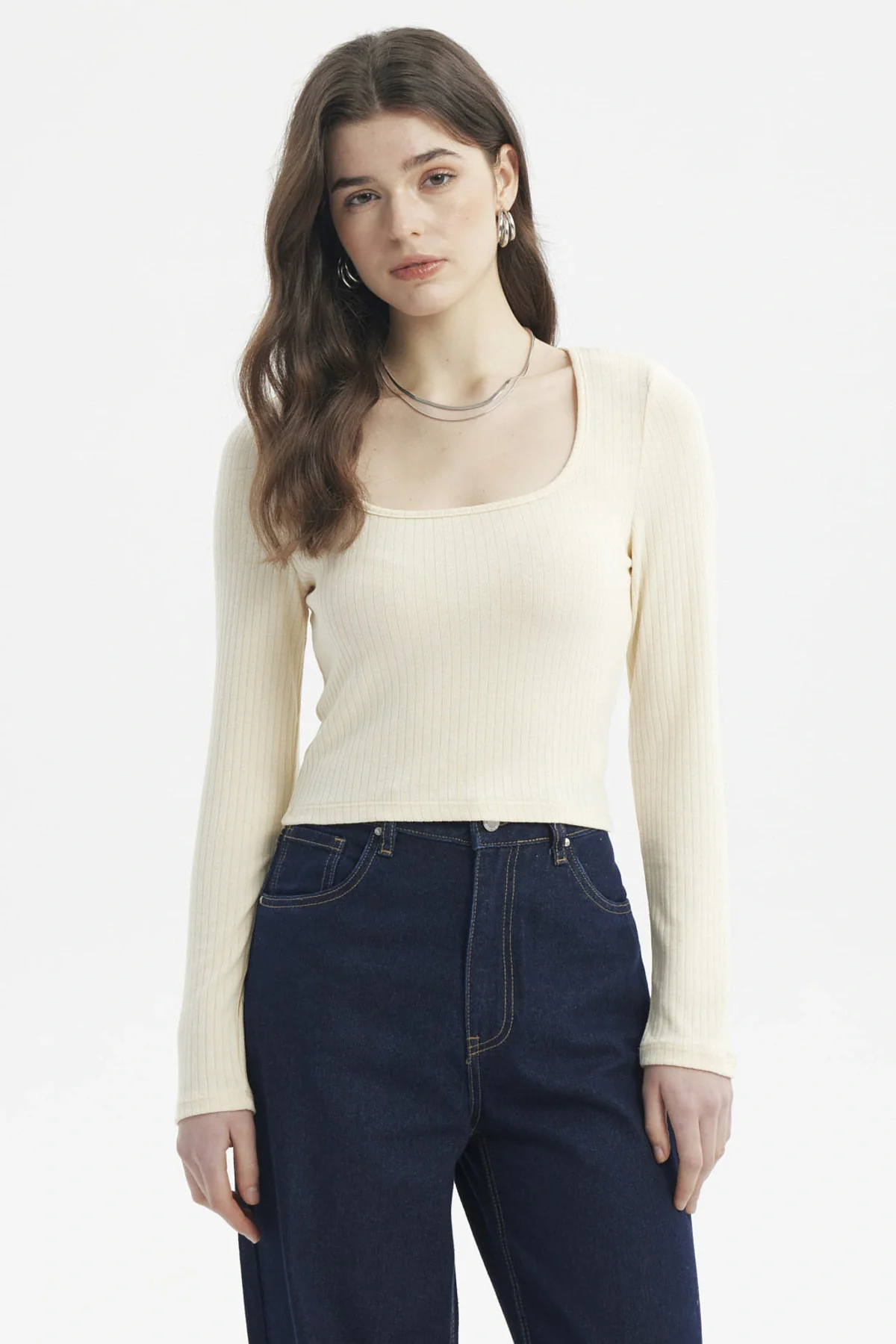 Polera Mujer Rib Crema