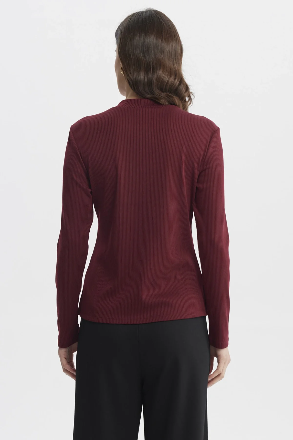Polera Mujer Rib Lisa Corte Central Burdeo - Image 3