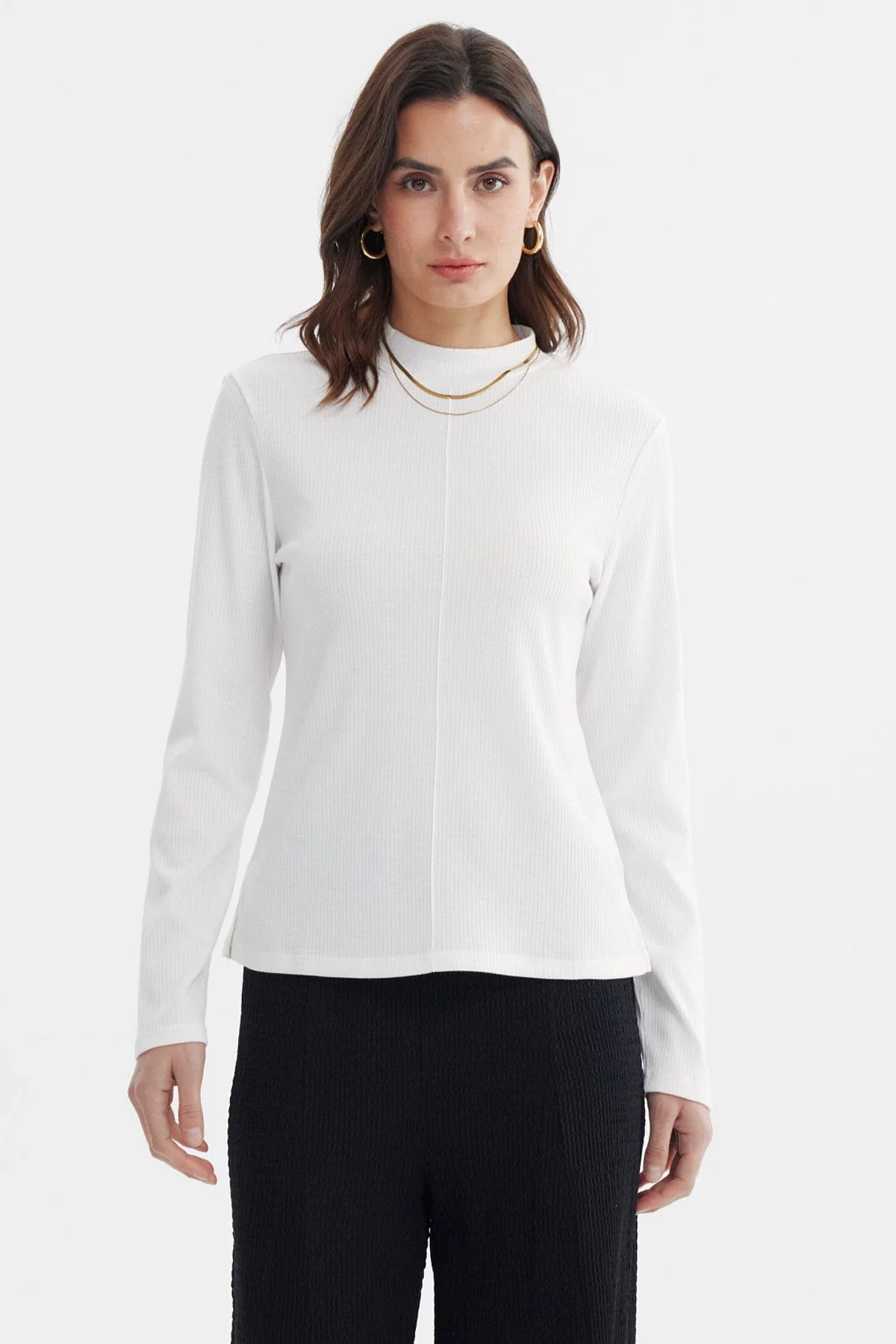 Polera Mujer Rib Lisa Crudo