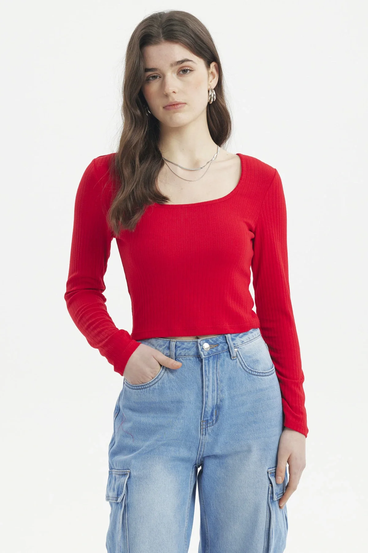 Polera Mujer Rib Rojo