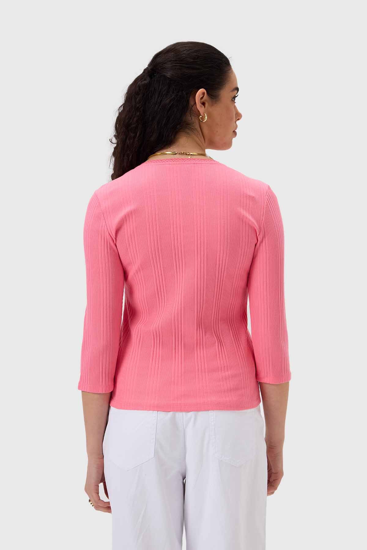 Polera Mujer Rib Terminación Rosado - Image 3