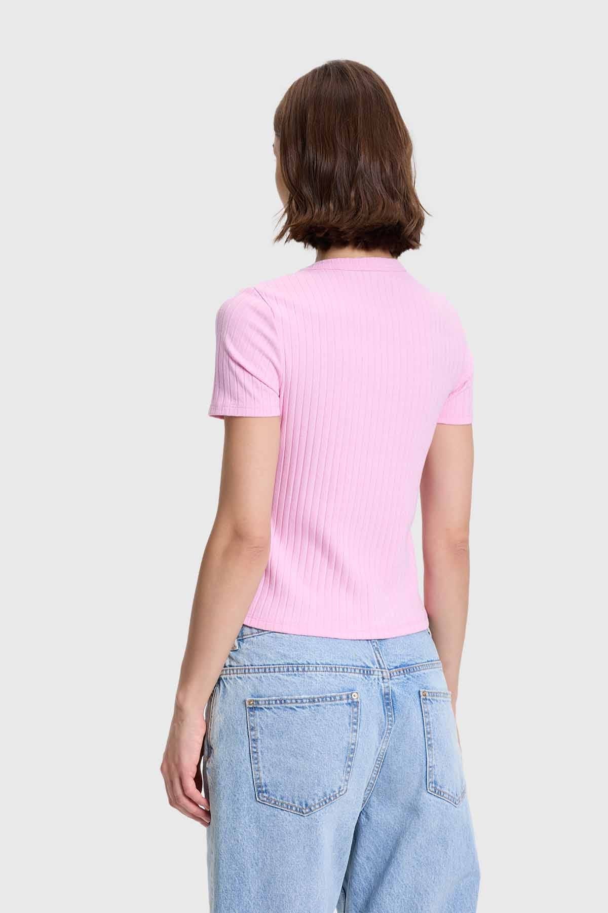 Polera Mujer Rip Crop Rosado - Image 3