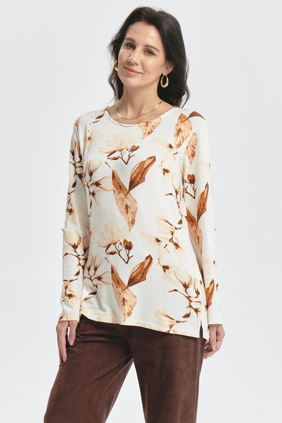 Polera Mujer Roll Up Print Crudo - Image 2