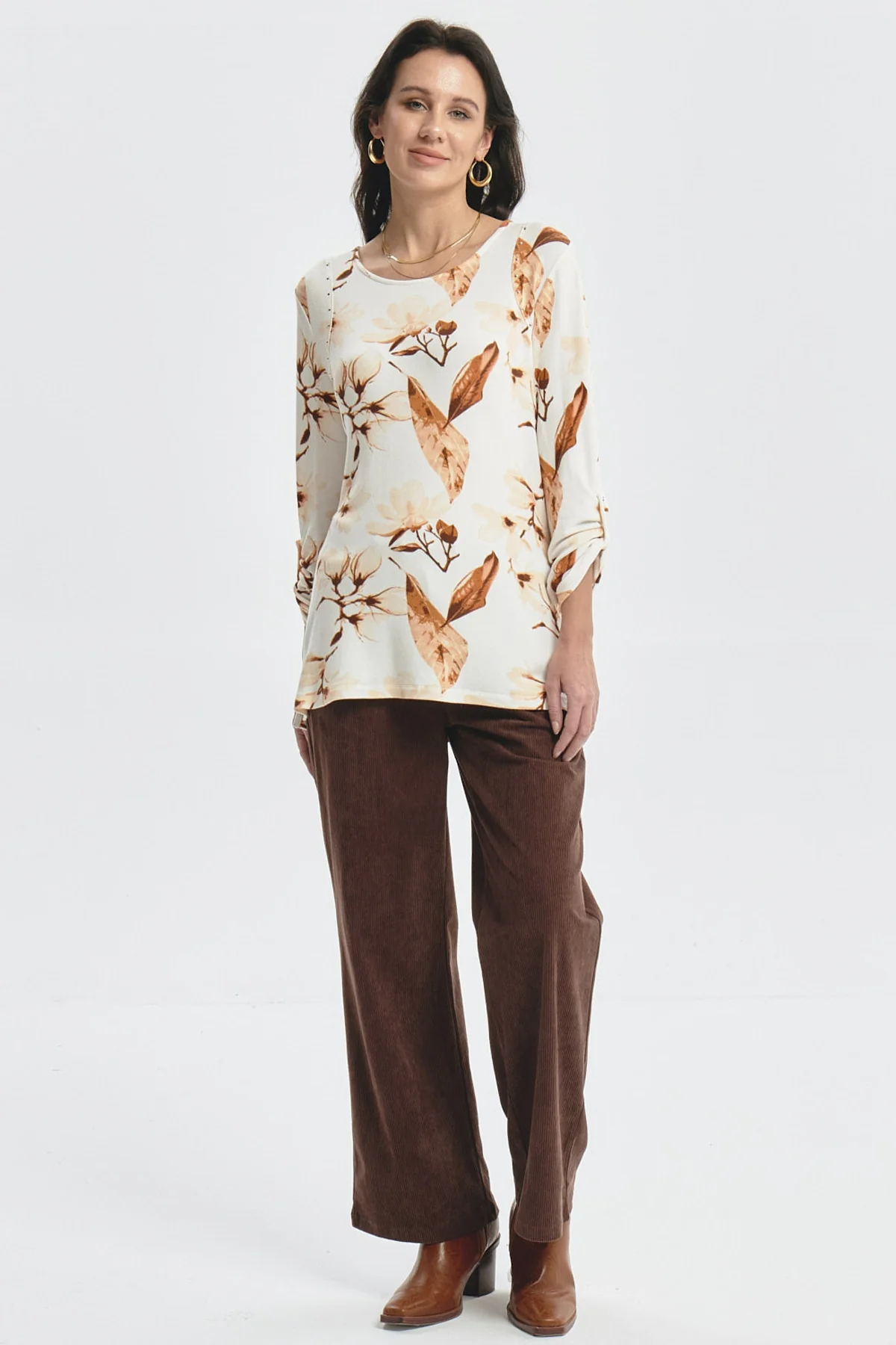 Polera Mujer Roll Up Print Crudo - Image 4