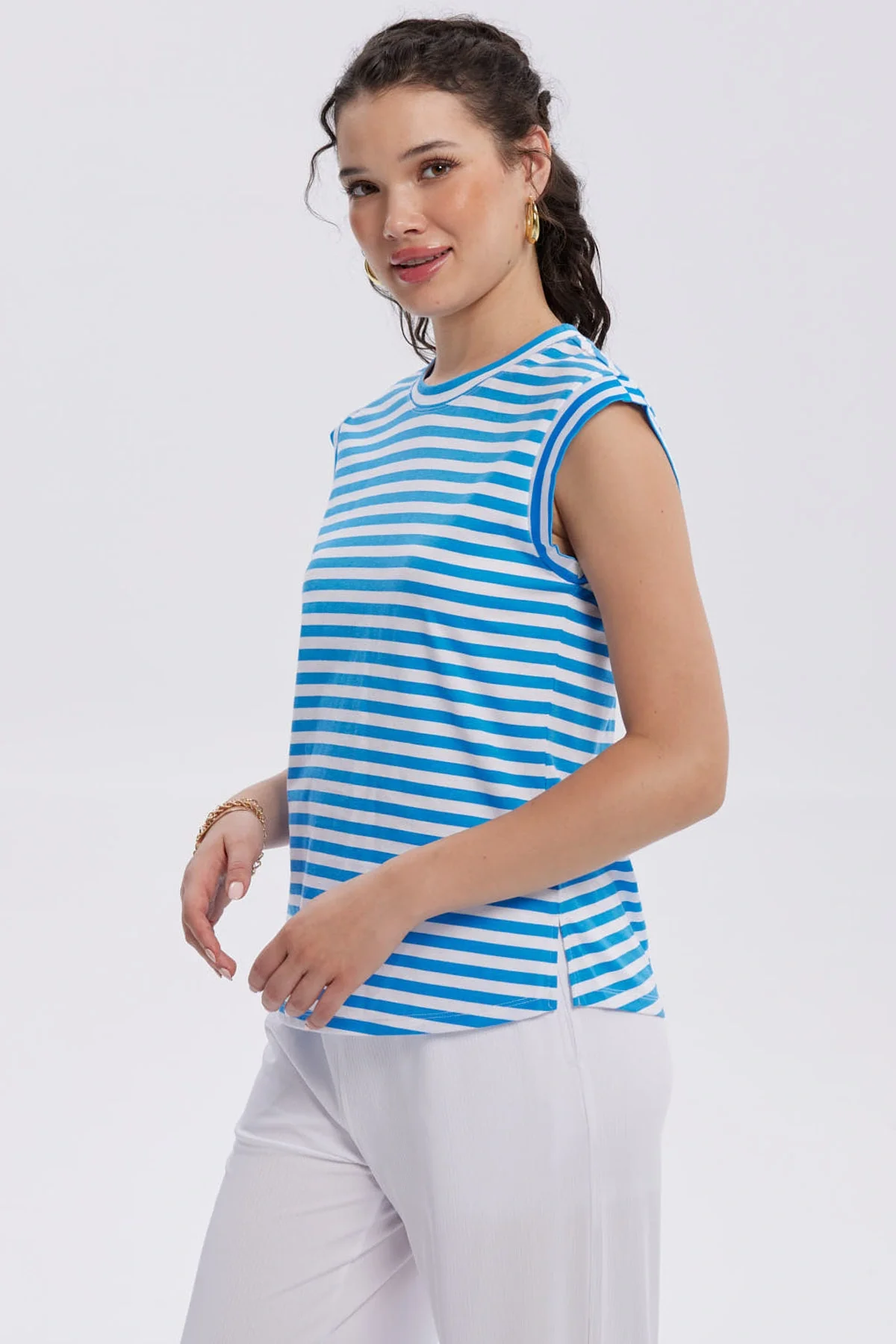 Polera Mujer Satín Celeste - Image 2