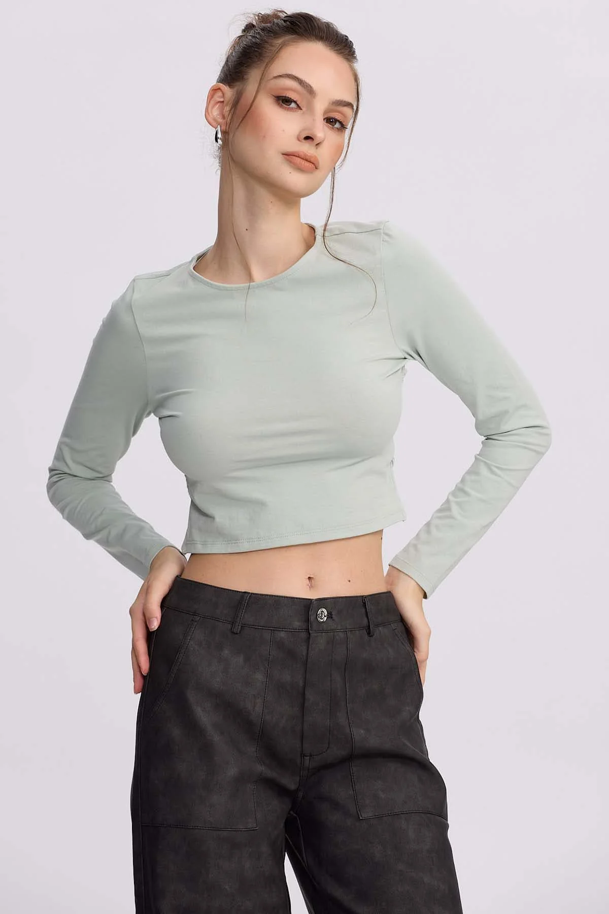 Polera Mujer Sin Espalda Verde Agua - Image 2