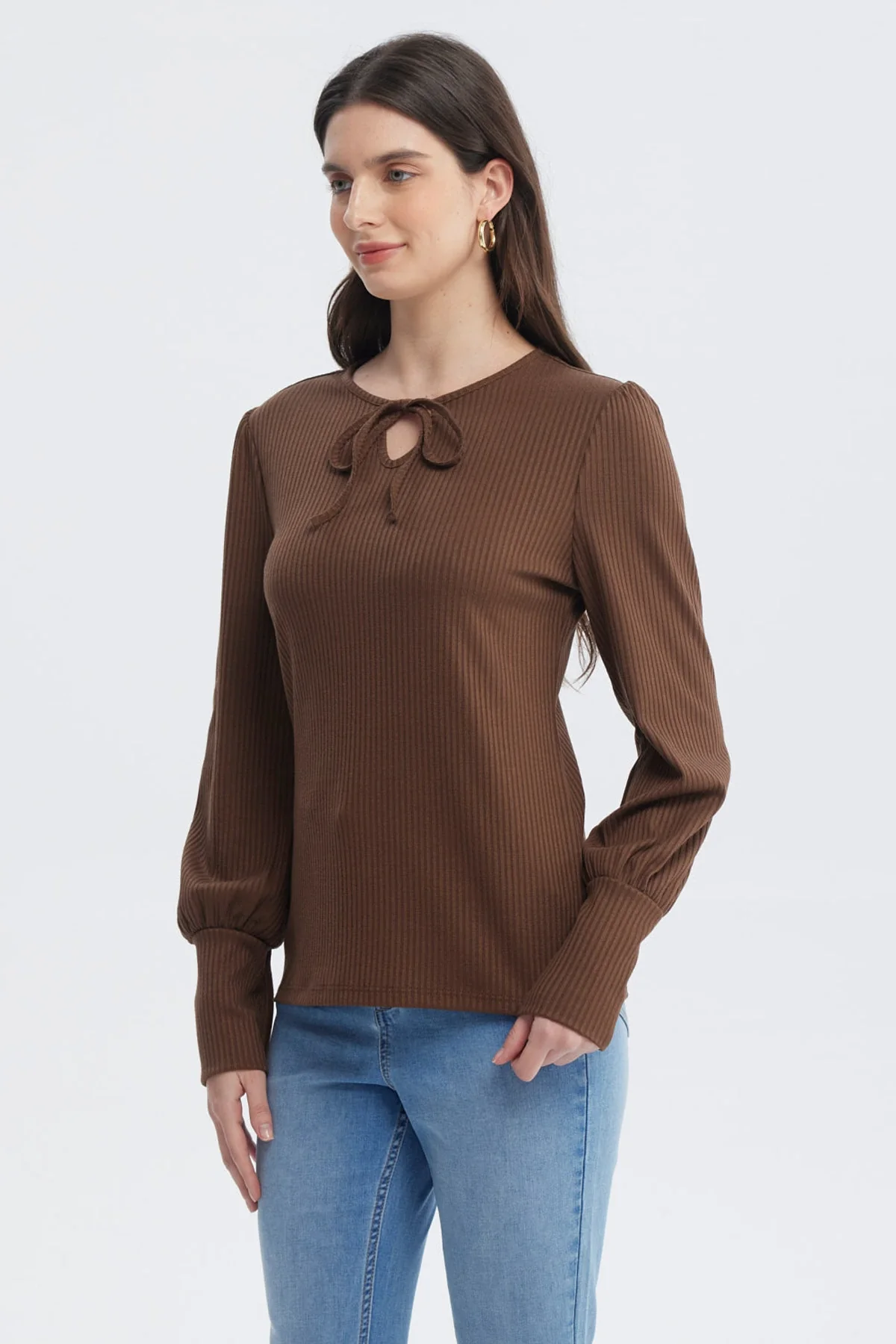 Polera Mujer Slim Café - Image 2