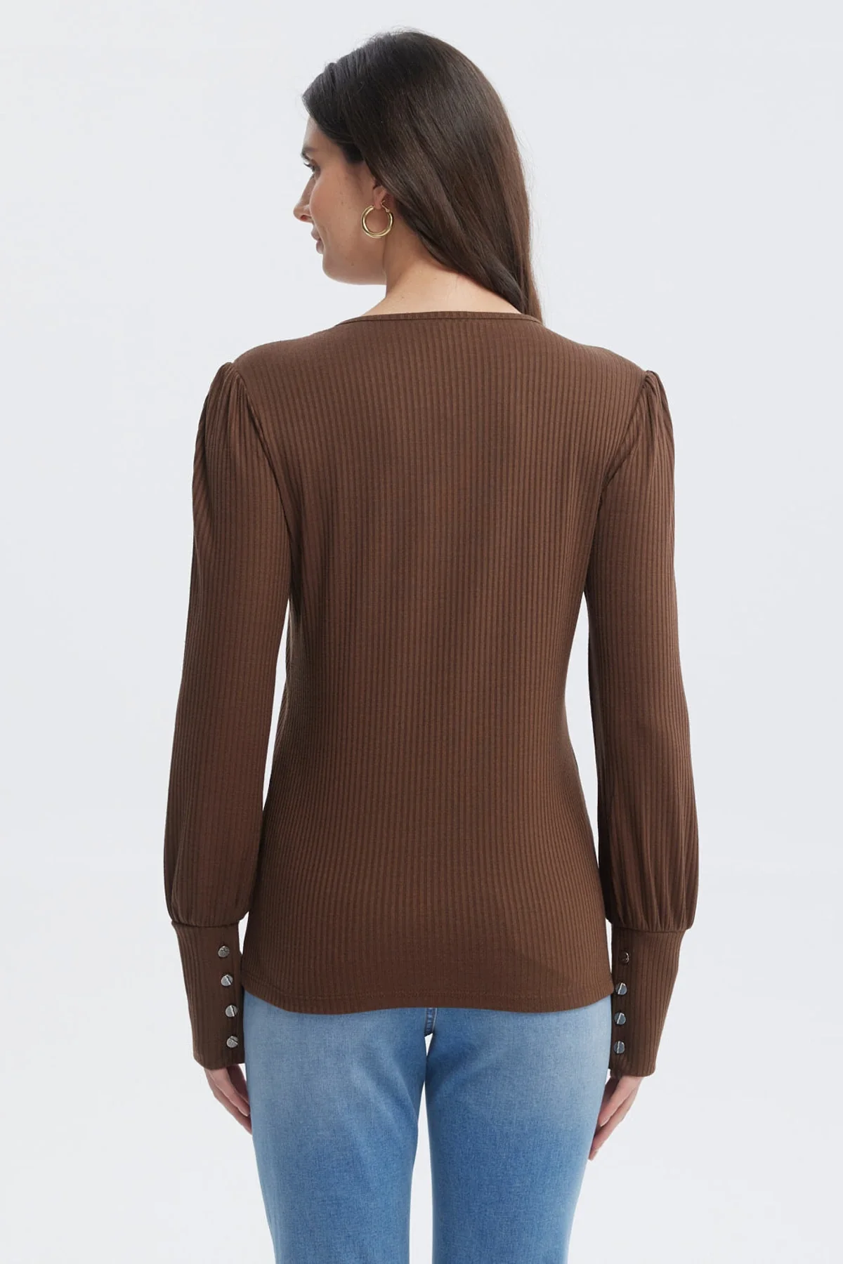 Polera Mujer Slim Café - Image 3