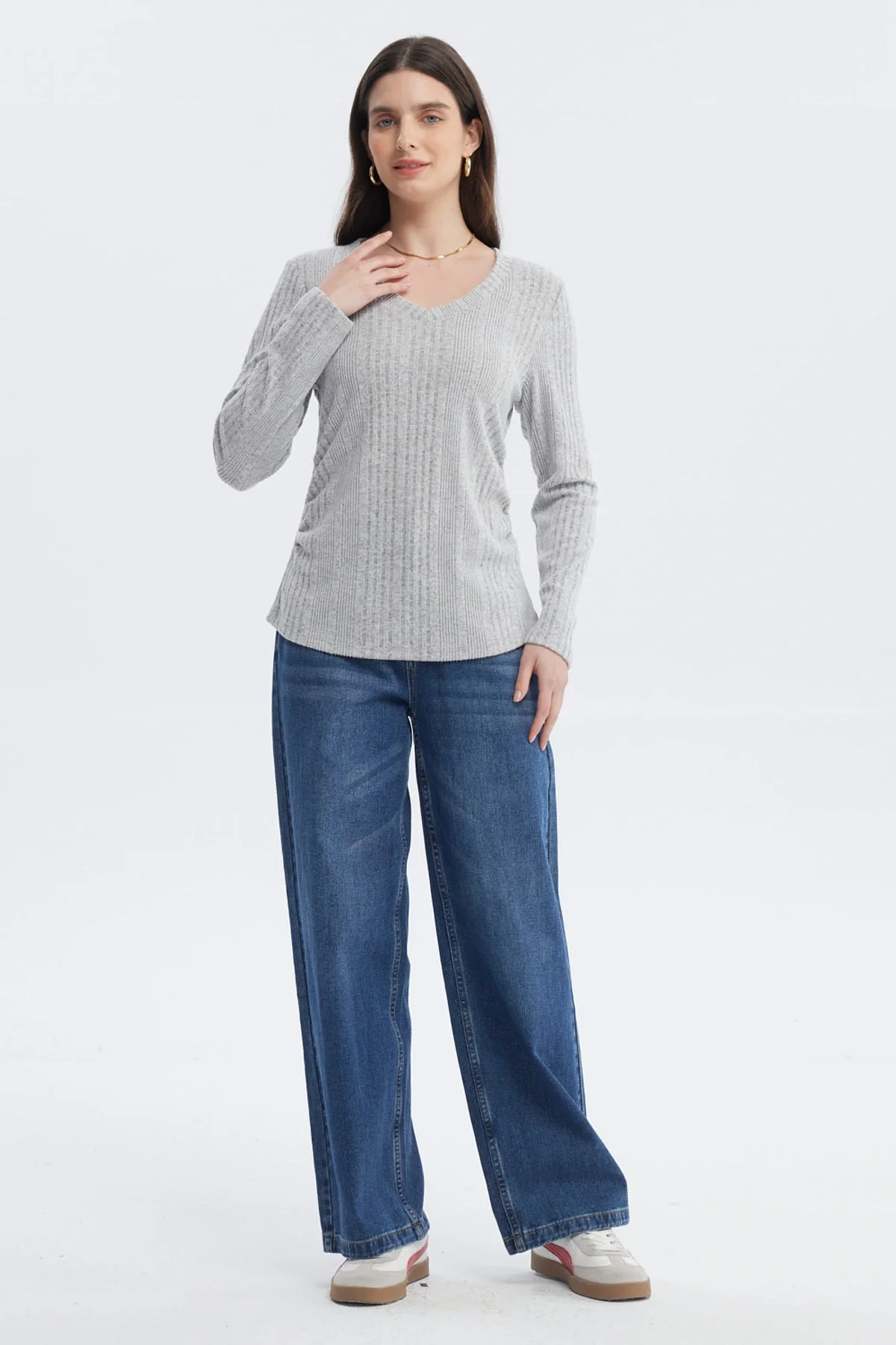Polera Mujer Slim Gris Melange - Image 4