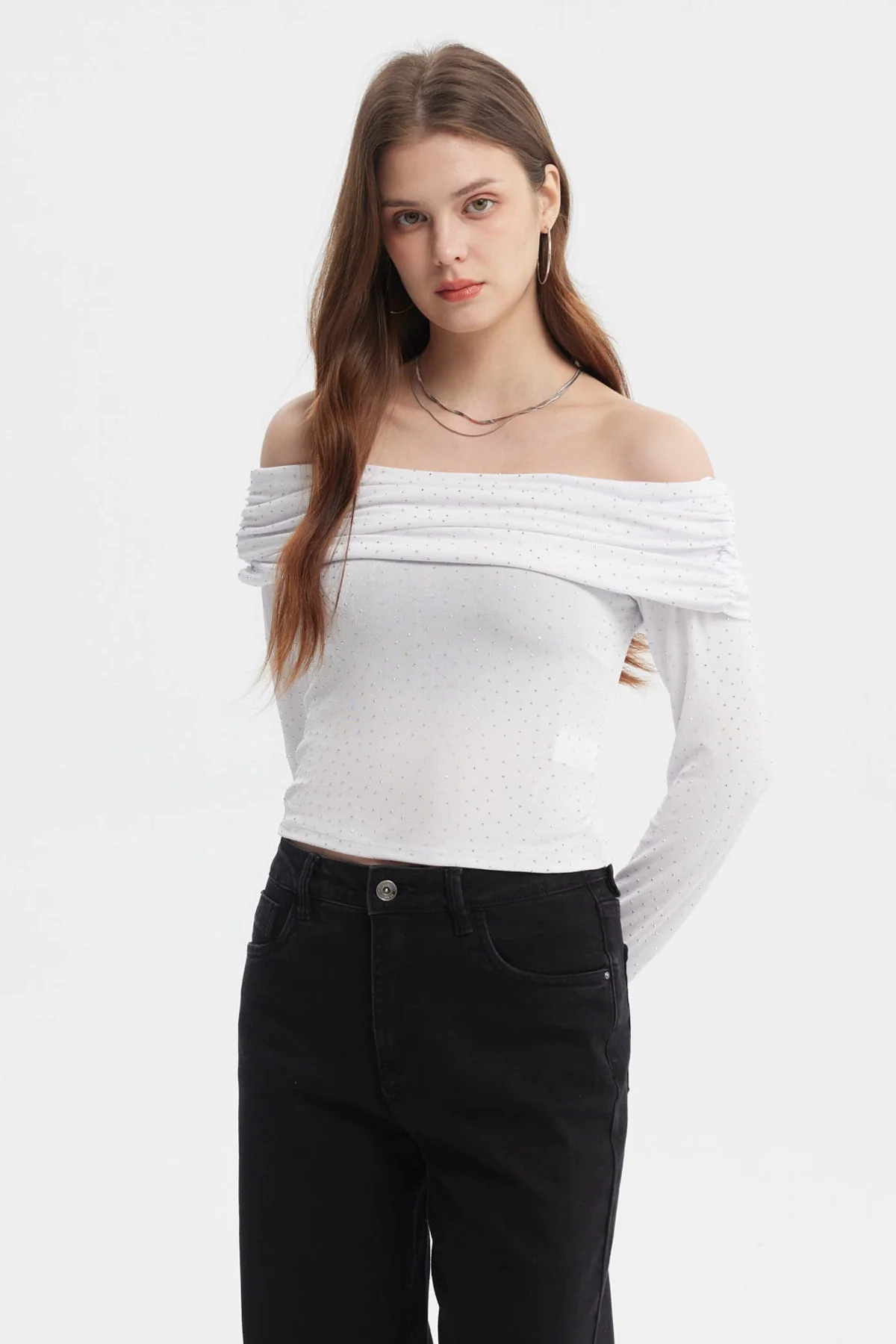 Polera Mujer Strass Blanco - Image 2