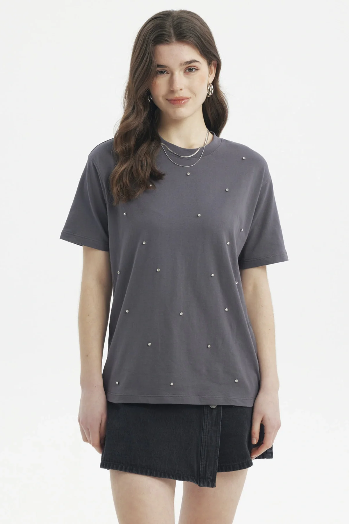 Polera Mujer Strass Gris Marengo