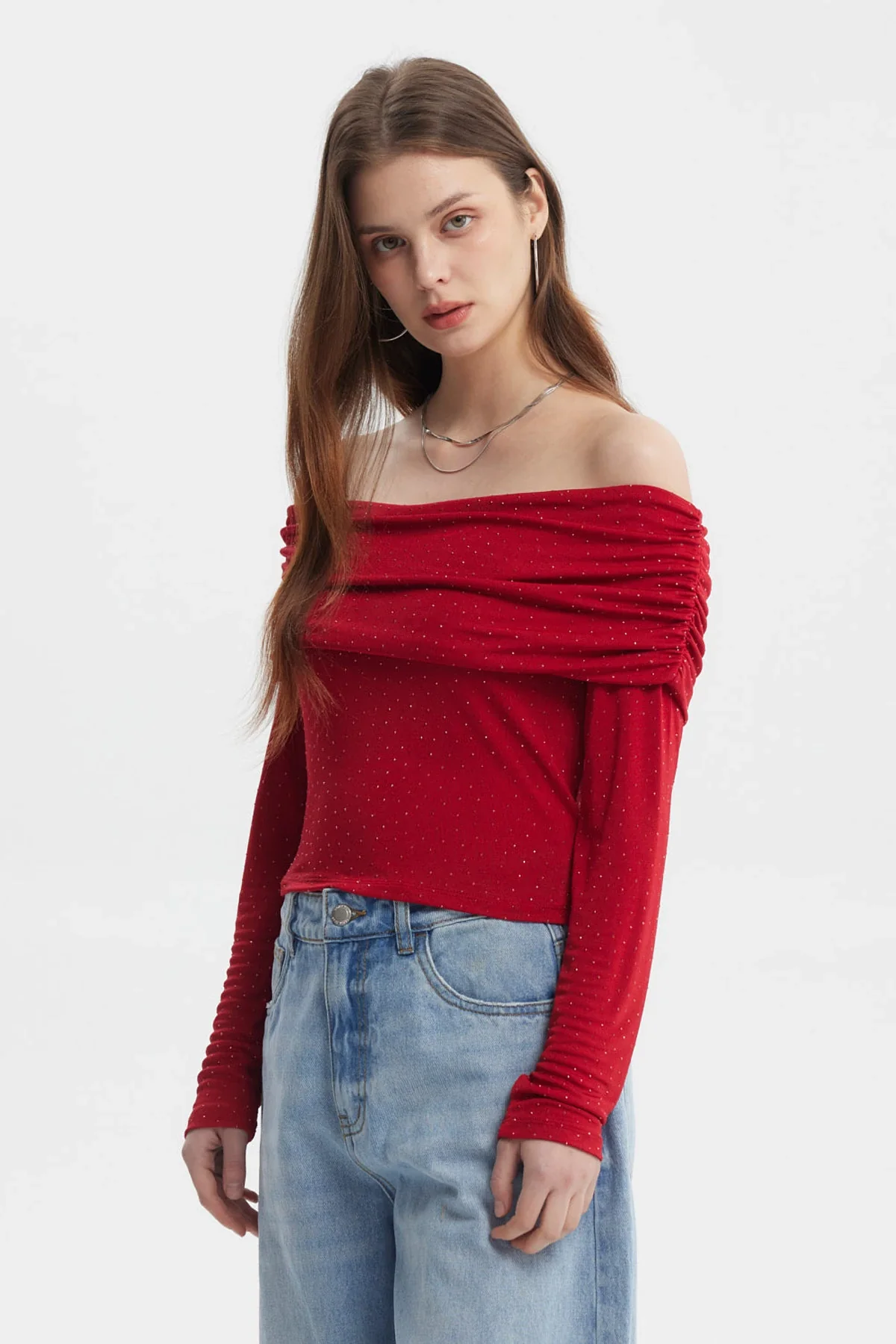 Polera Mujer Strass Rojo - Image 2