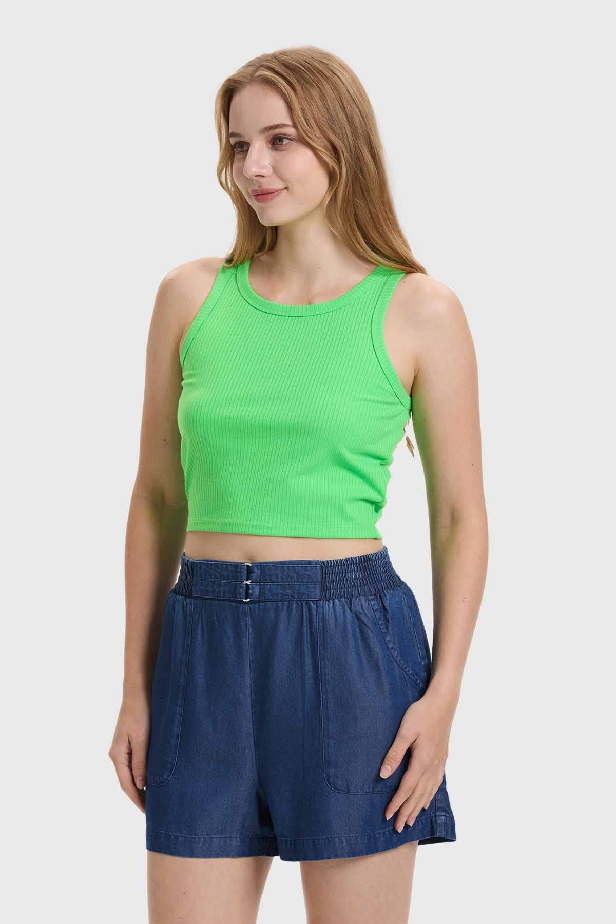 Polera Mujer Sudadera Verde Flúor - Image 2