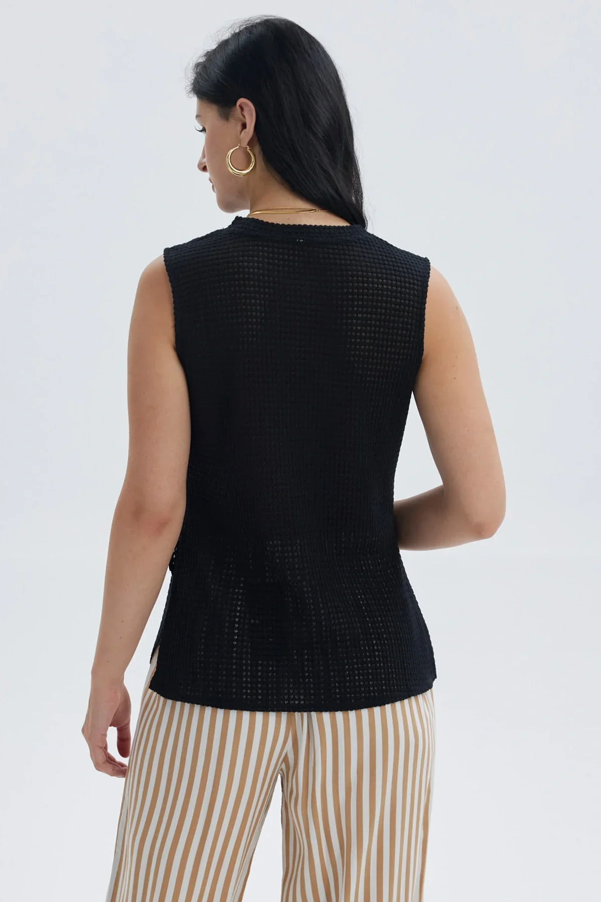 Polera Mujer Tejida Abertura Negro - Image 3