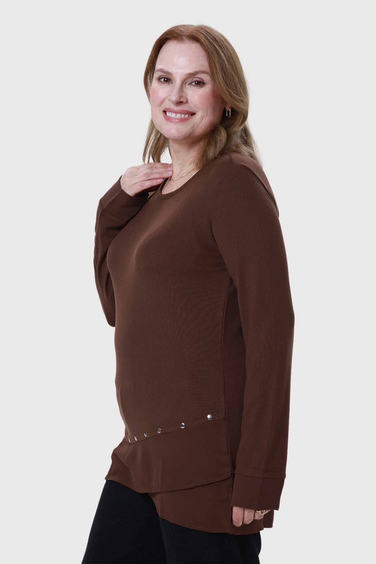 Polera Mujer Tejida Café - Image 2