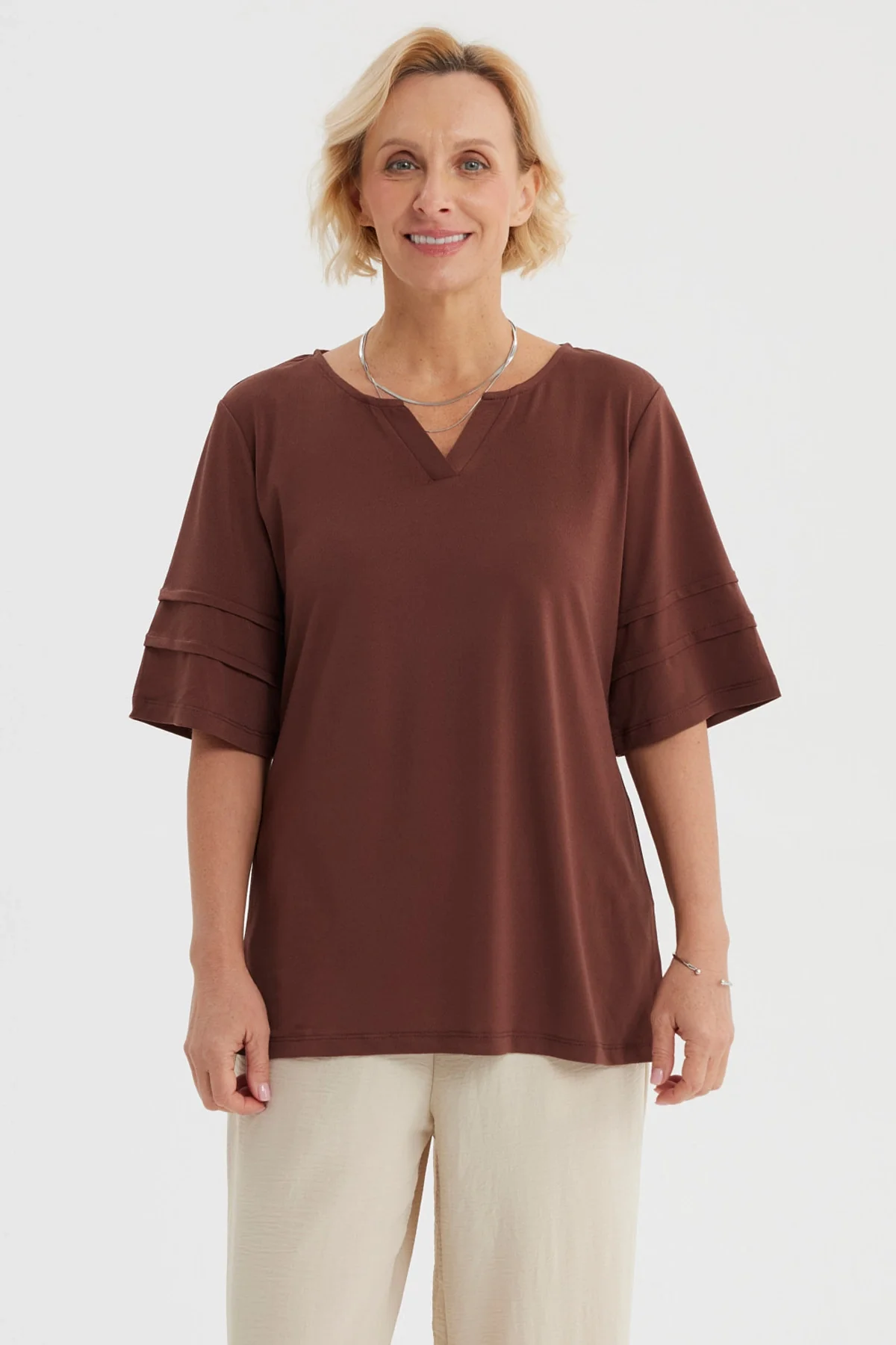 Polera Mujer Textura Café