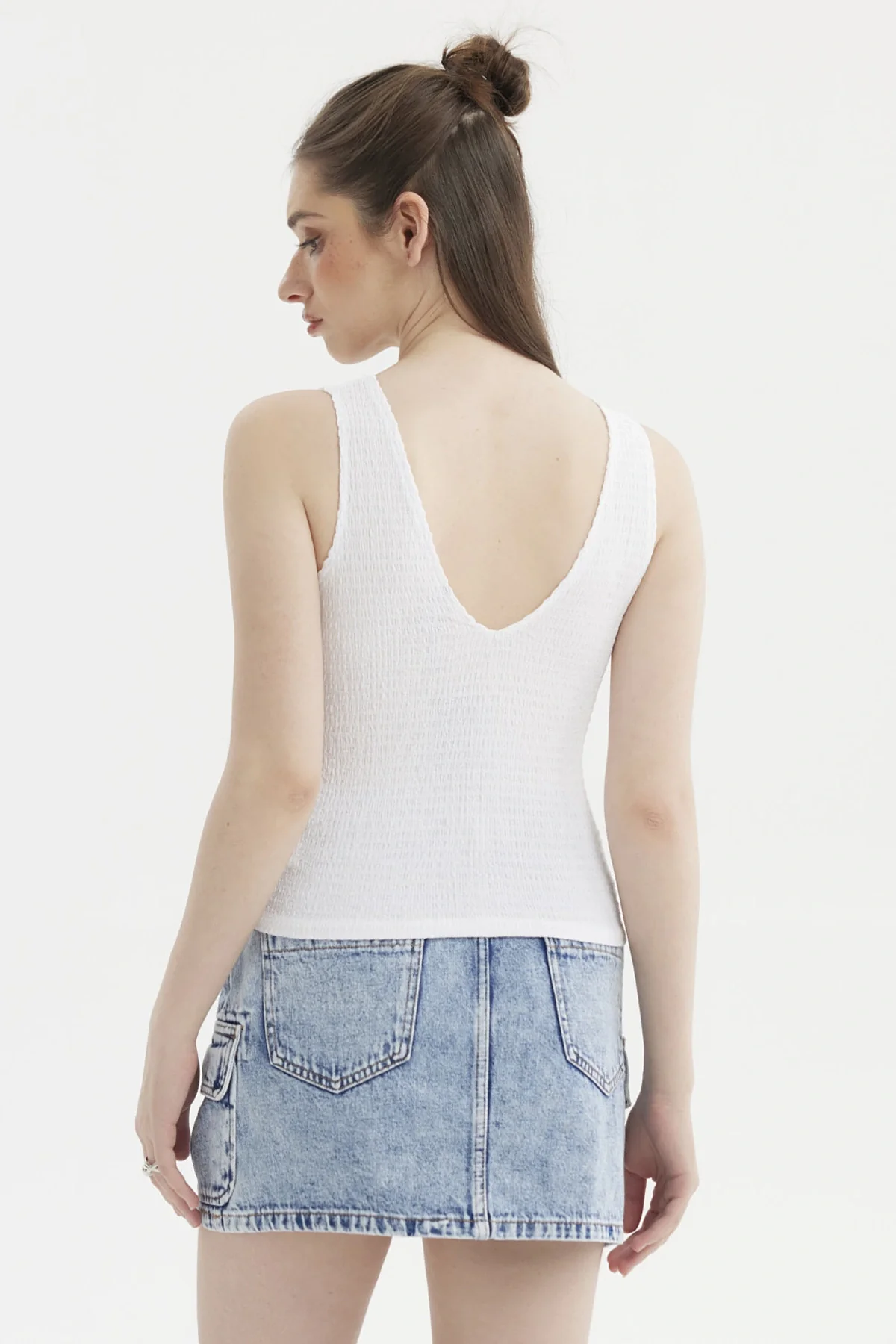 Polera Mujer Textura Escote V Blanco - Image 3