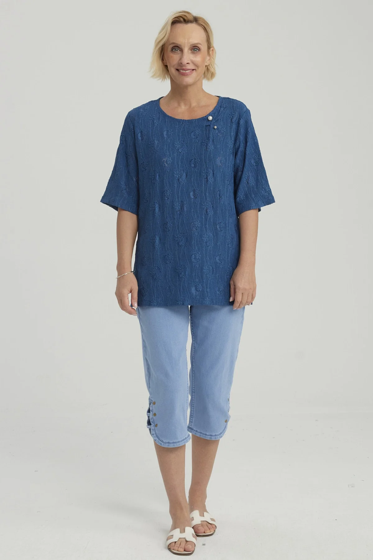 Polera Mujer Texturizada Azul - Image 4