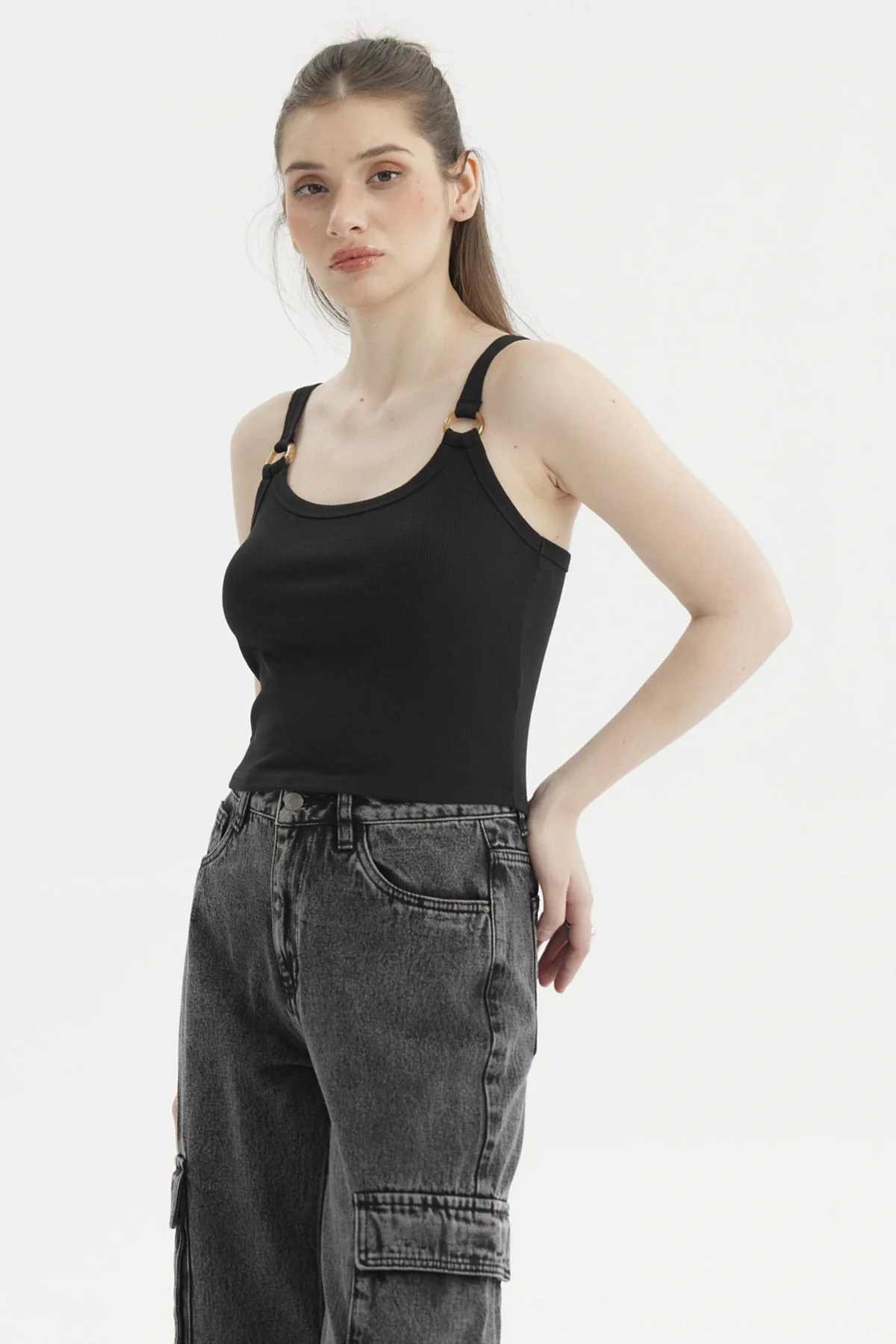 Polera Mujer Tirante Argolla Negro - Image 2