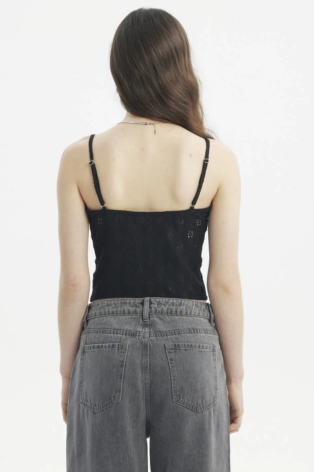 Polera Mujer Tirantes Crop Lazo En Escote Negro - Image 3