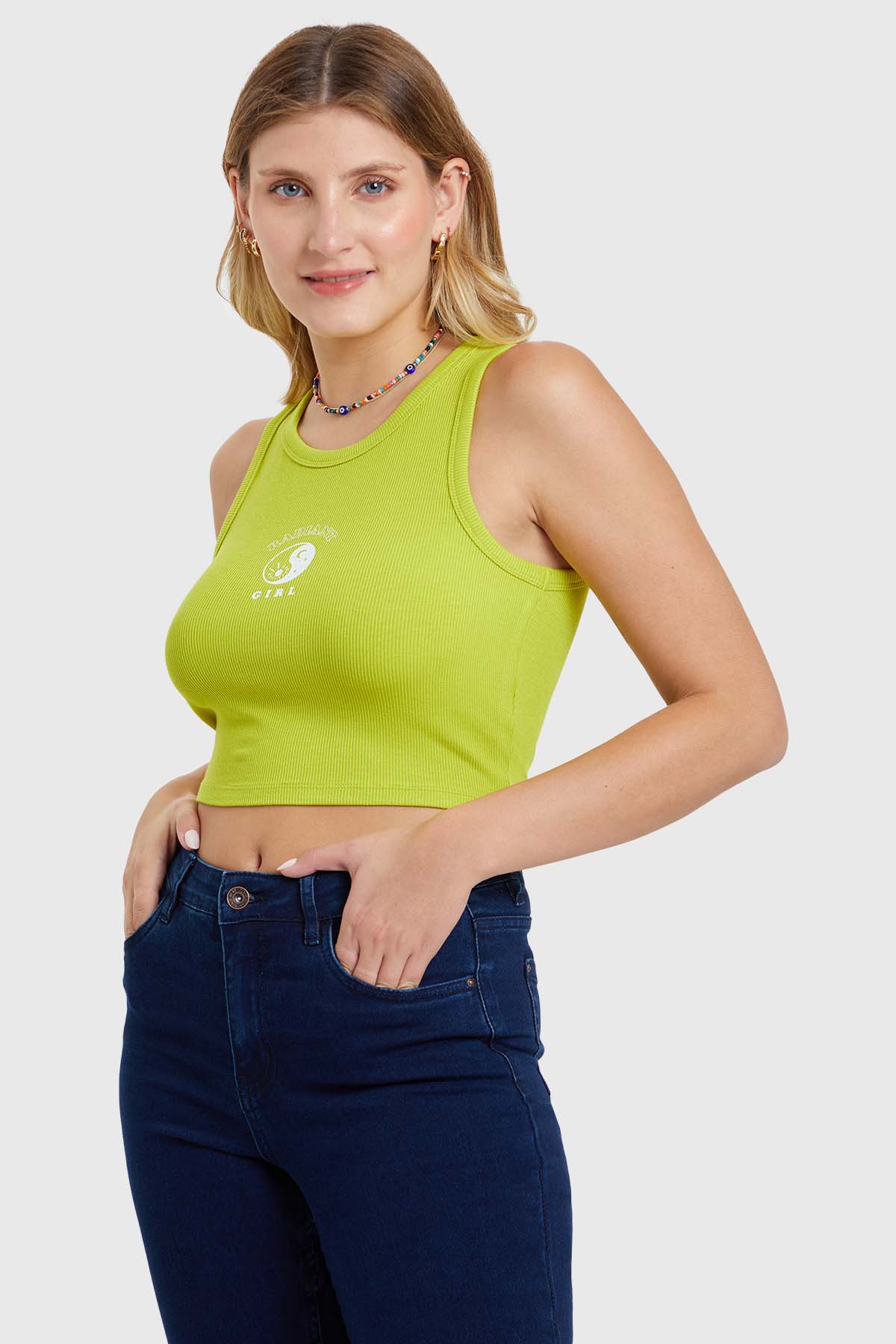 Polera Mujer Top Bordado Verde - Image 2