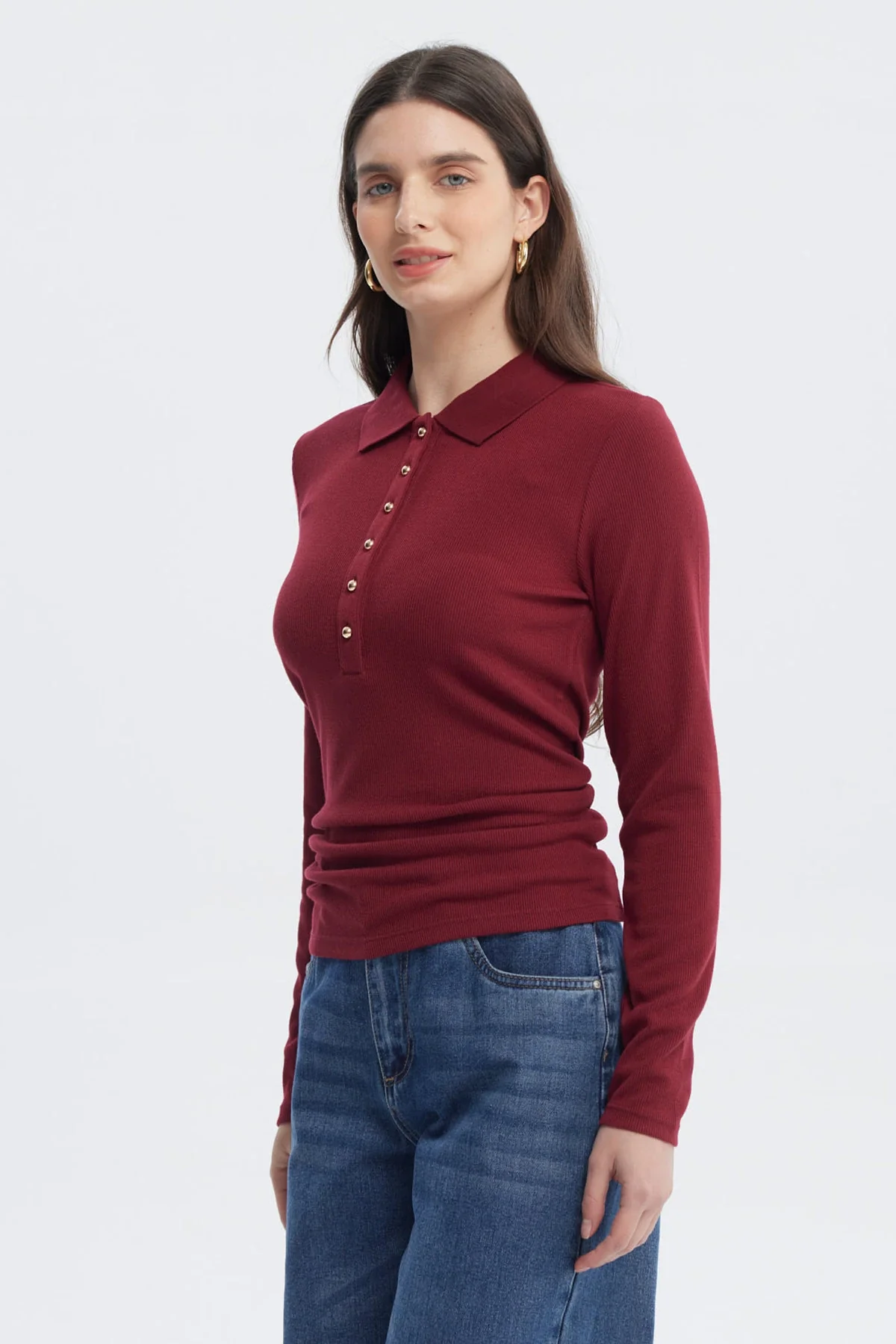 Polera Mujer Wide Leg Burdeo - Image 2