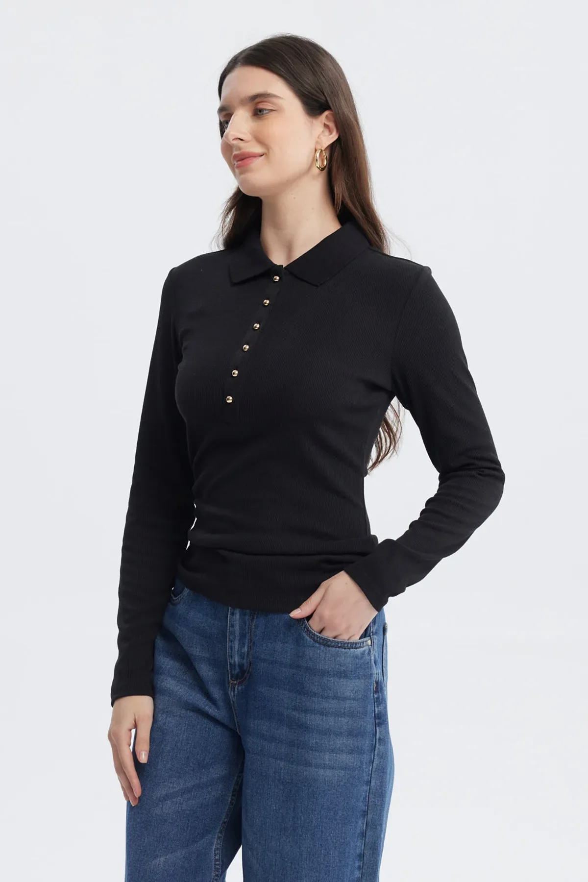 Polera Mujer Wide Leg Negro - Image 2