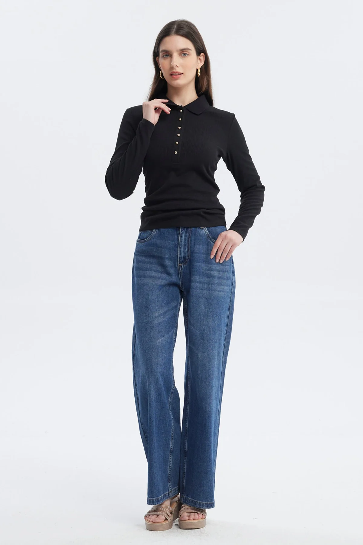 Polera Mujer Wide Leg Negro - Image 4