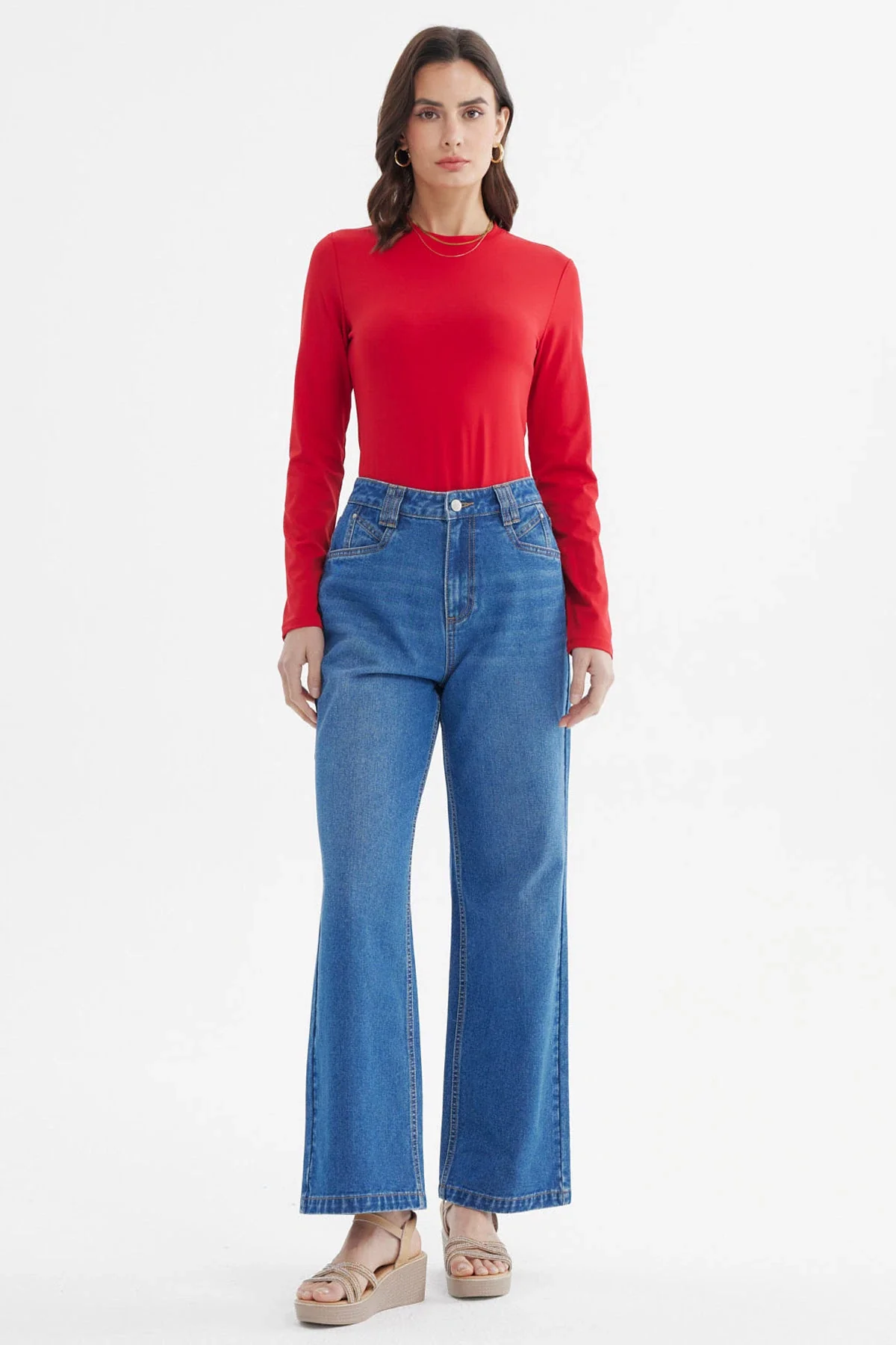 Polera Mujer Wide Leg Rojo - Image 4