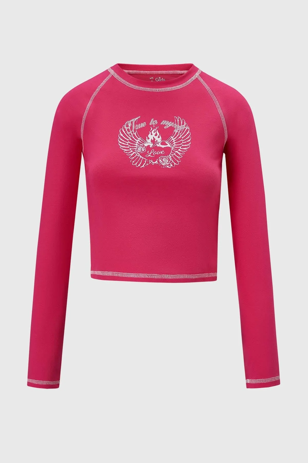Polera Niña Estampado Fucsia