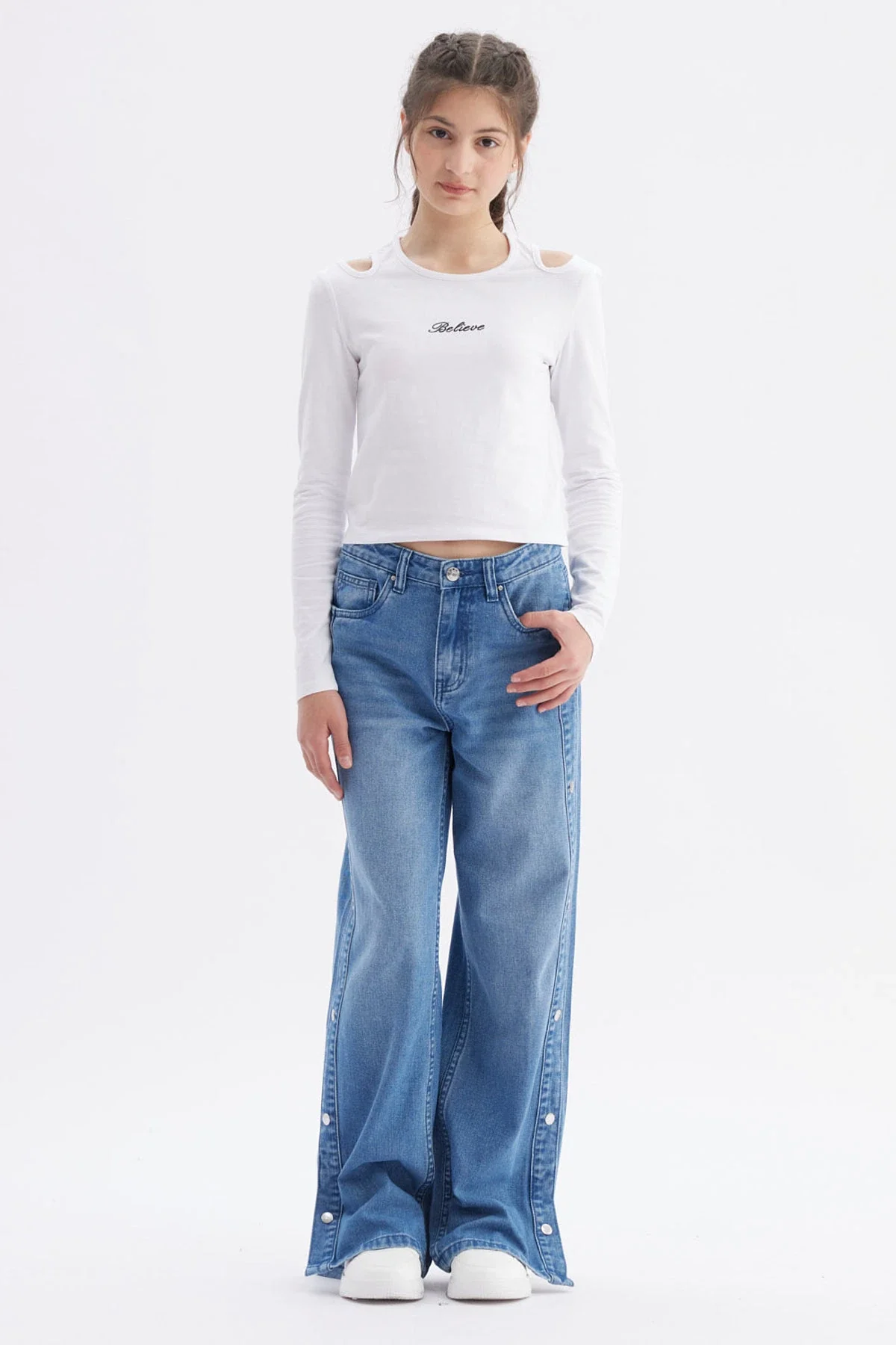 Polera Niña Aberturas Blanco - Image 4