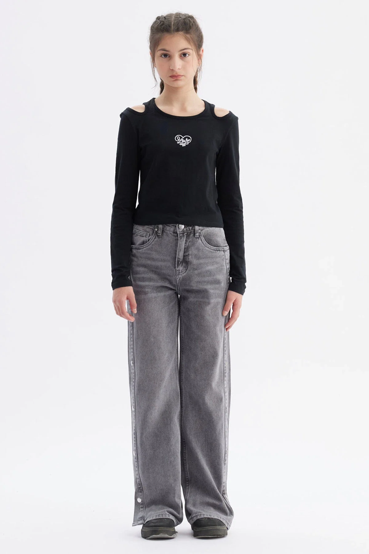Polera Niña Aberturas Negro - Image 4