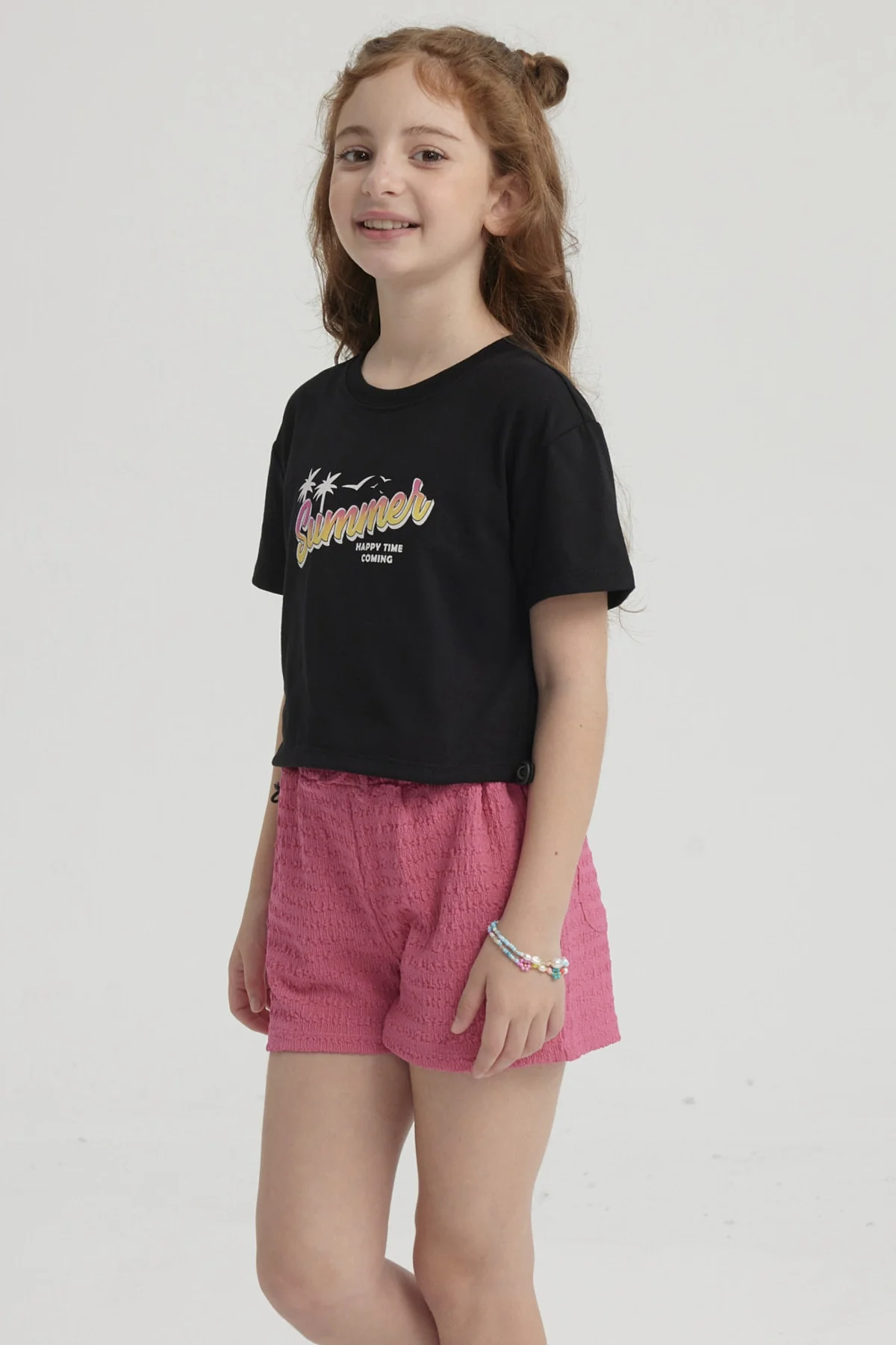 Polera Niña Ajustador Costado Negro - Image 2