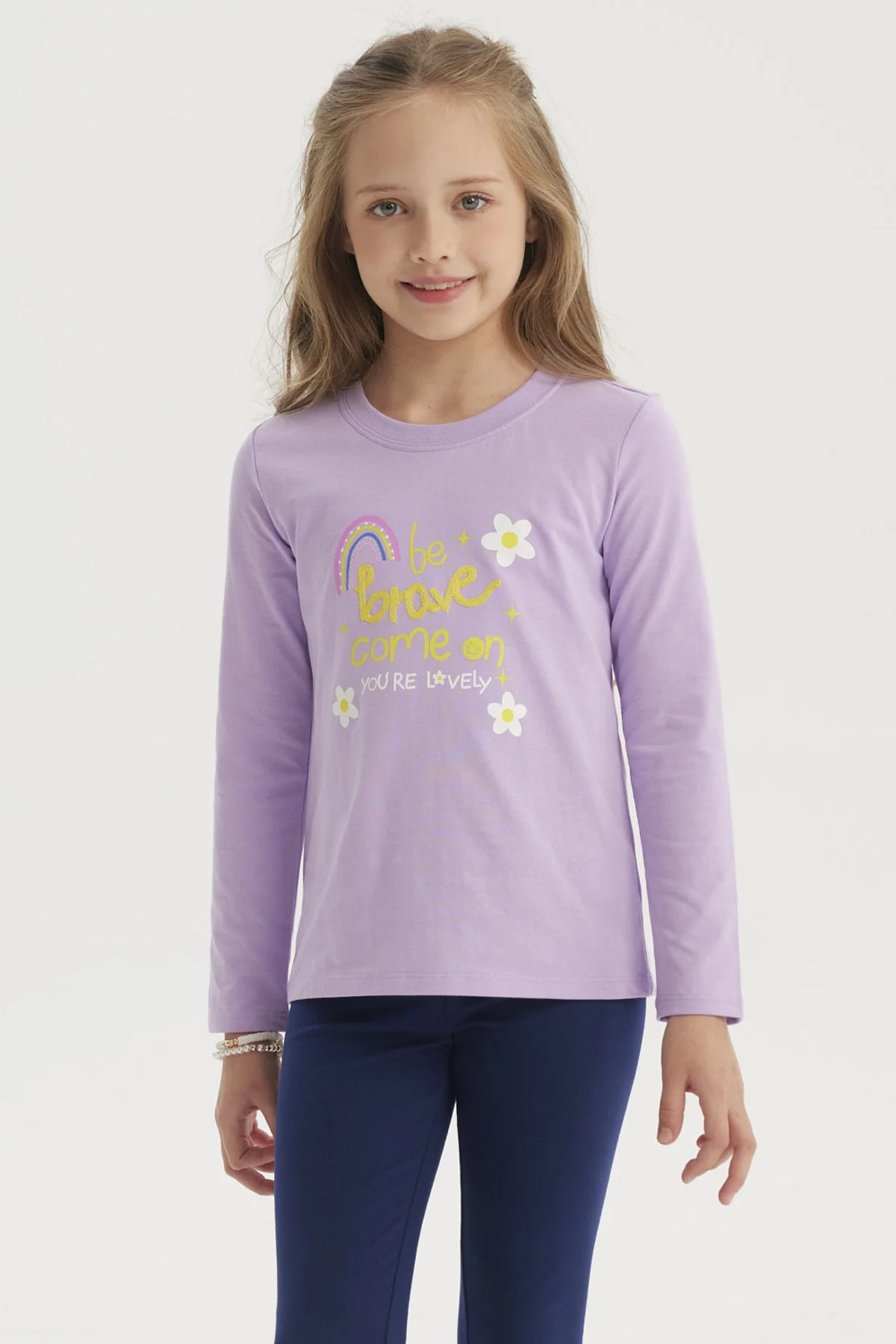 Polera Niña Aplicación Cordón Lila - Image 2