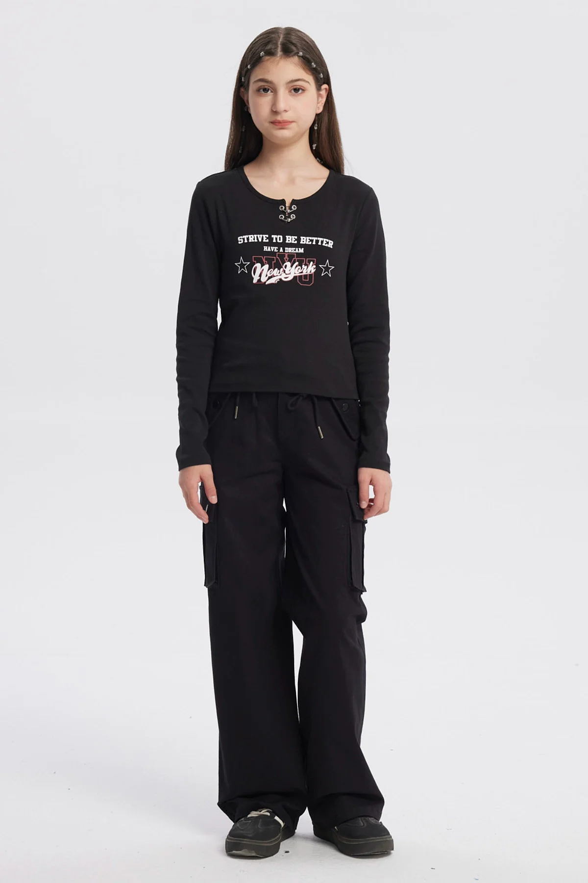 Polera Niña Argollas Negro - Image 4