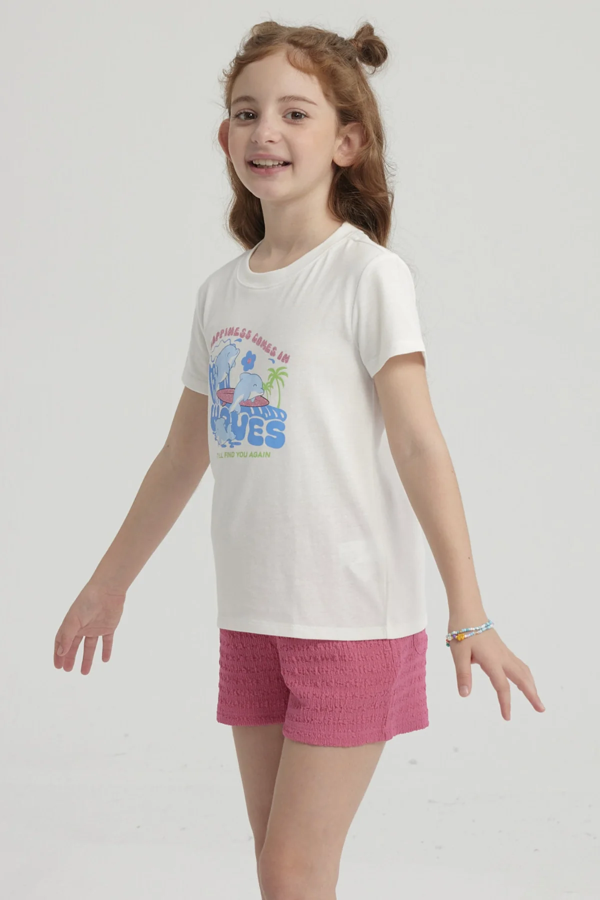 Polera Niña Básica Estampada Crudo - Image 2