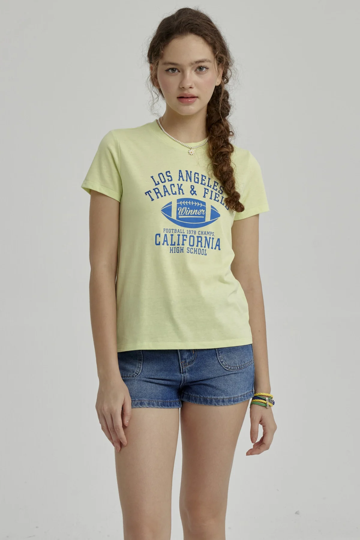 Polera Niña Básica Estampada Verde Claro
